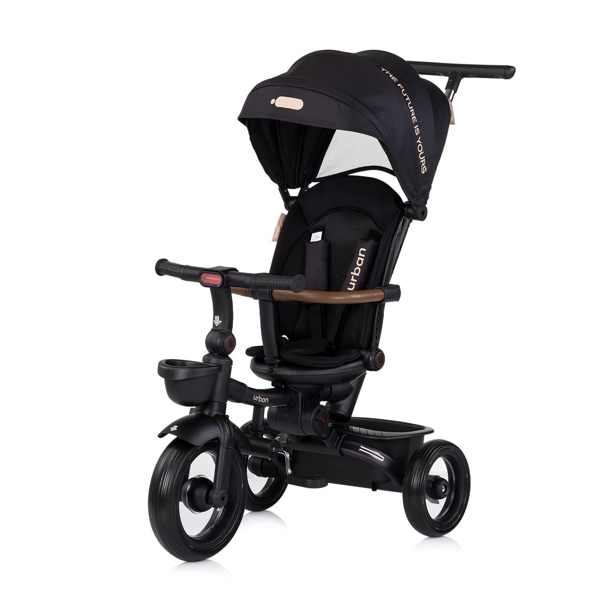 Chipolino Dreirad, Tricycle Urban Lenker mit Licht, klappbar, Sitz drehbar, Korb schwarz | 03800931064518