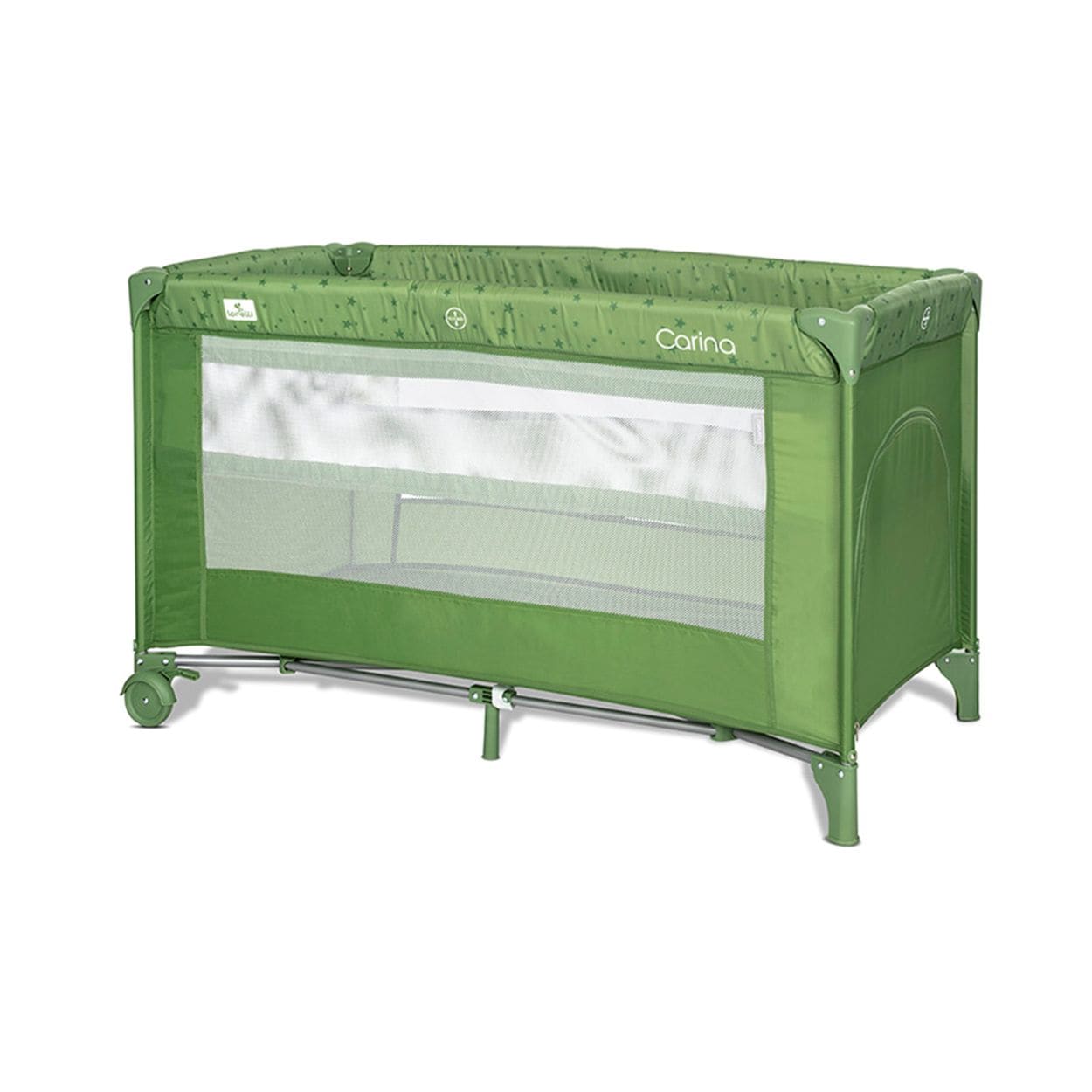 Lorelli Reisebett Carina 2 Ebenen Matratze Tragetasche faltbar R&auml;der mit Bremse gr&uuml;n - Bild 1