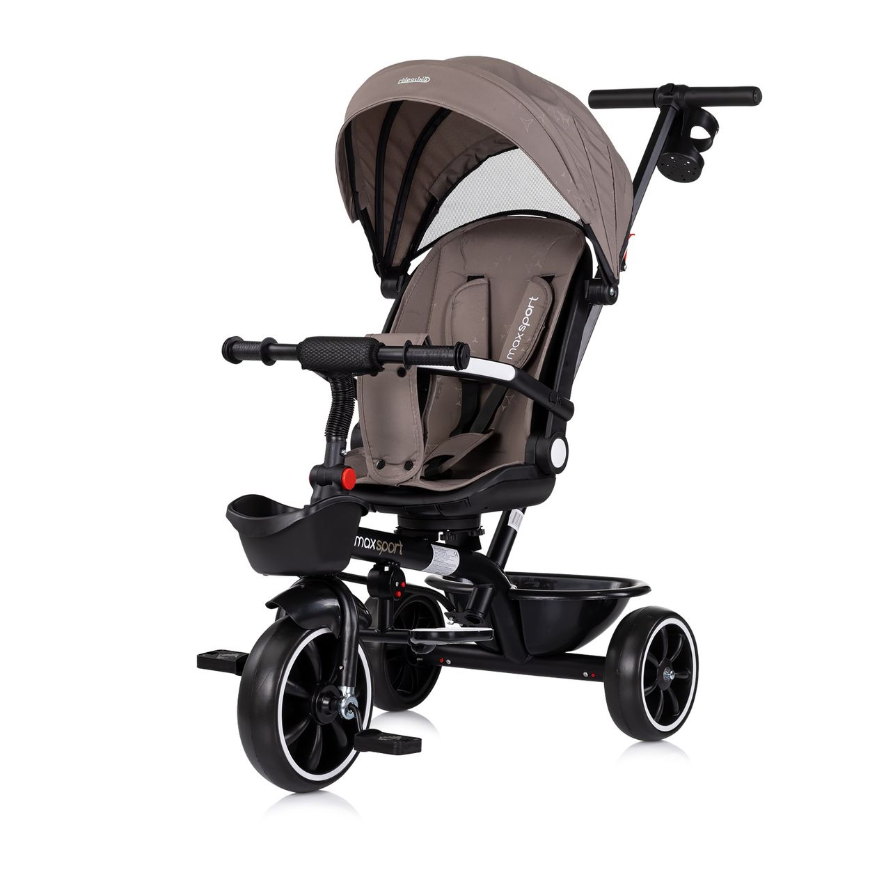 Chipolino Tricycle Max Sport 2 in 1, Dreirad, Becherhalter, Sitz umkehrbar, Korb braun - Bild 1