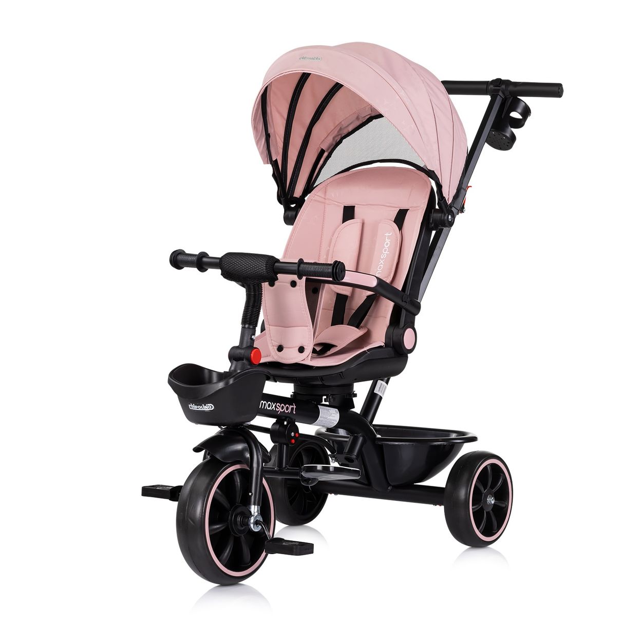 Chipolino Tricycle Max Sport 2 in 1, Dreirad, Becherhalter, Sitz umkehrbar, Korb pink - Bild 1