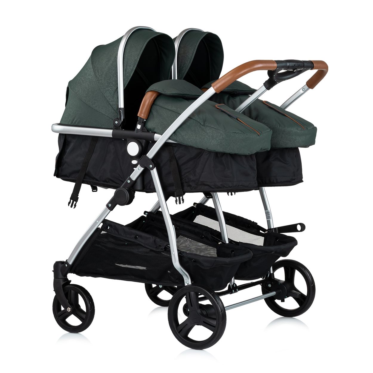 Chipolino Geschwisterkinderwagen Duo Smart klappbar umbaubar verstellbar Fu&szlig;sack tannengr&uuml;n - Bild 1