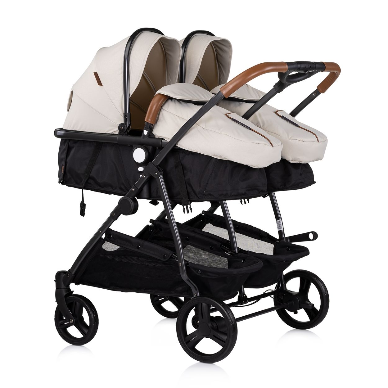 Chipolino Geschwisterkinderwagen Duo Smart klappbar umbaubar verstellbar Fu&szlig;sack creme - Bild 1