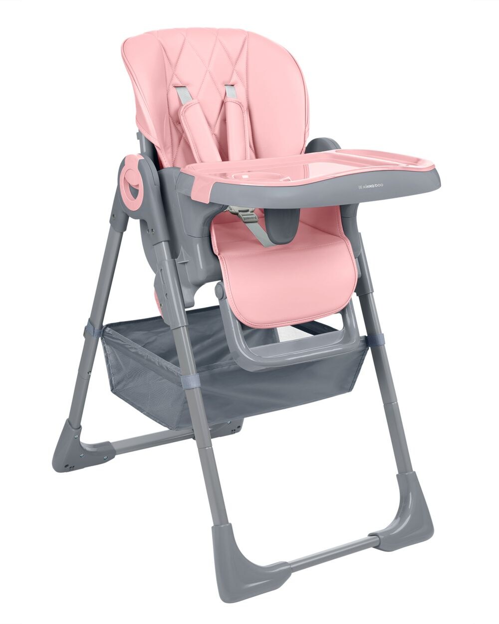 Kikkaboo Kinderhochstuhl Comfy höhenverstellbar, Gurt, Doppeltablett, klappbar pink | 03800171217712