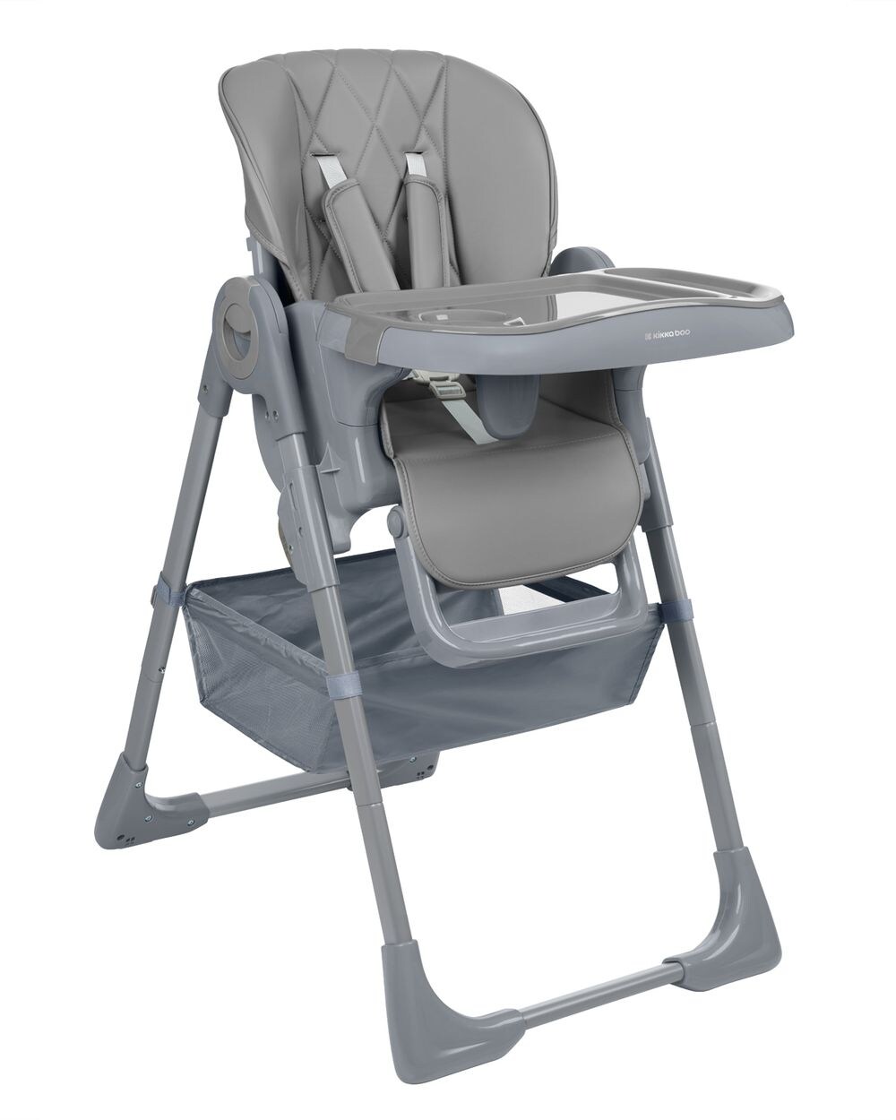 Kikkaboo Kinderhochstuhl Comfy höhenverstellbar, Gurt, Doppeltablett, klappbar hellgrau | 03800171217699
