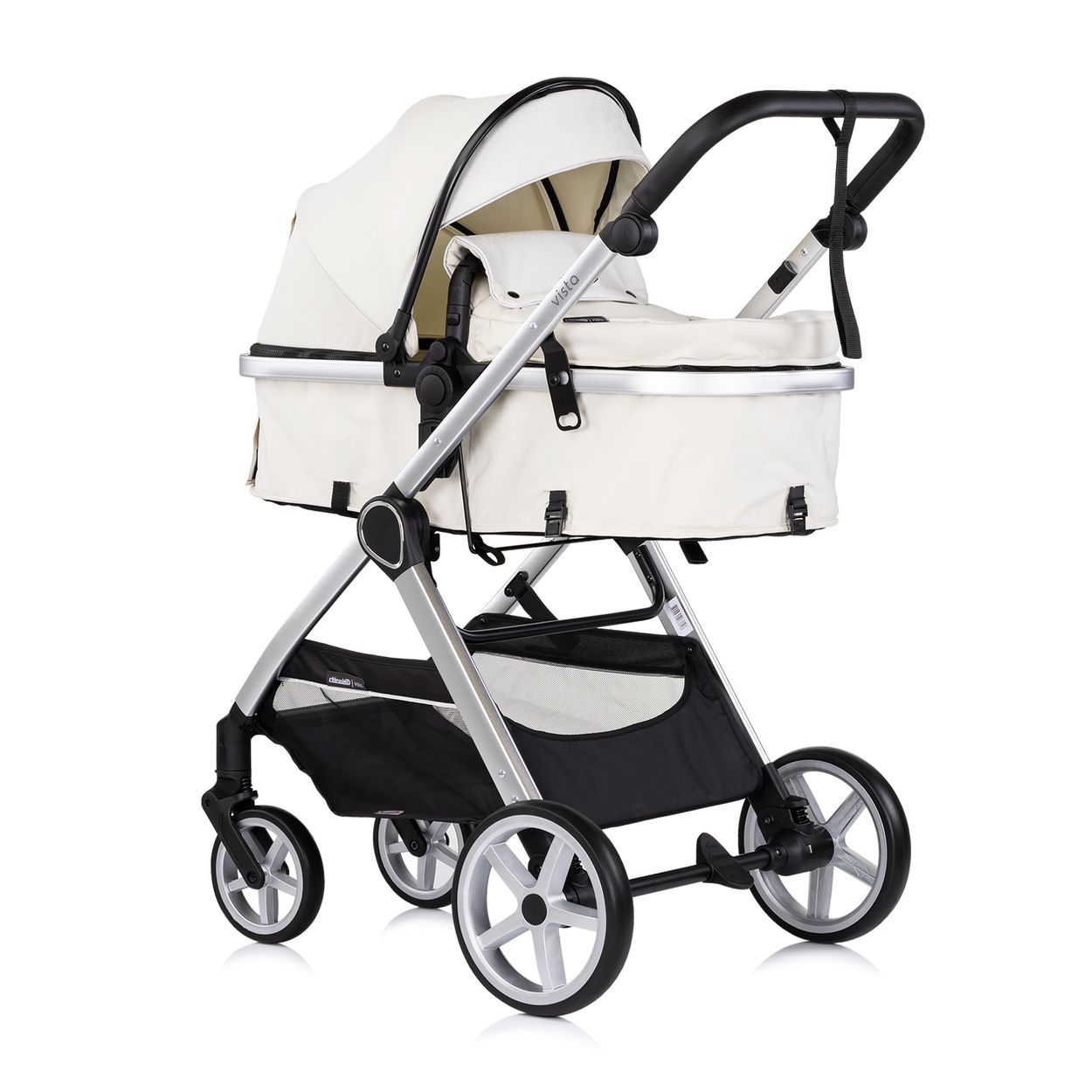 Chipolino Kombikinderwagen 2 in 1 Vista Wickeltasche, Fu&szlig;abdeckung, Korb, Gurt wei&szlig; - Bild 1