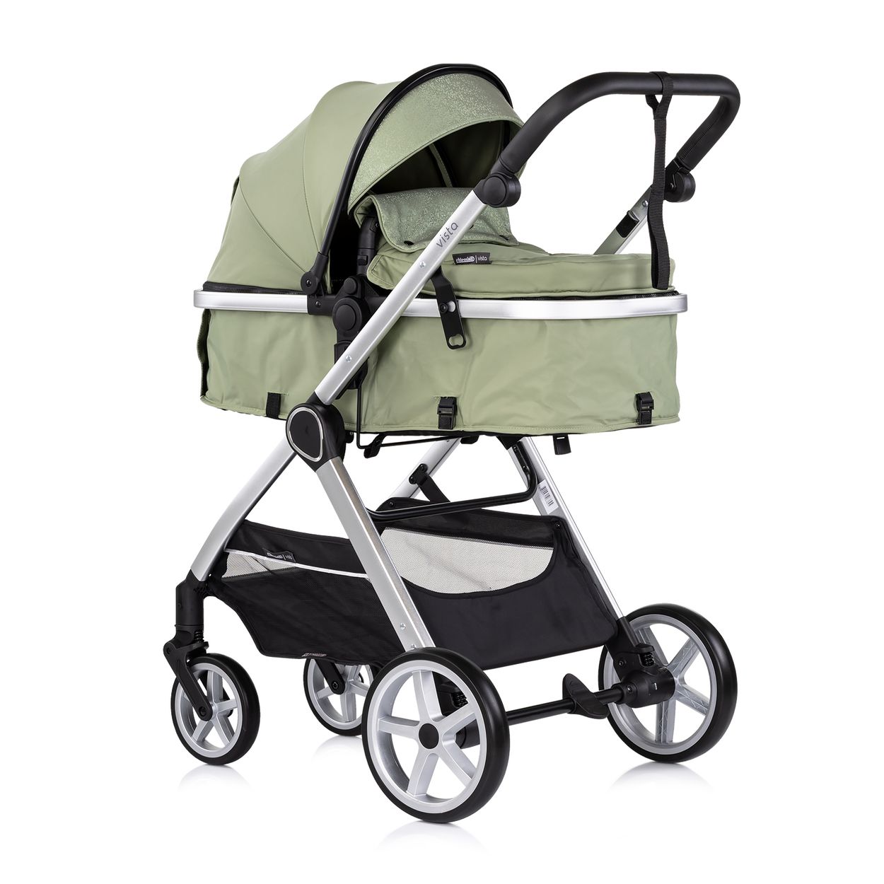 Chipolino Kombikinderwagen 2 in 1 Vista Wickeltasche, Fu&szlig;abdeckung, Korb, Gurt gr&uuml;n - Bild 1