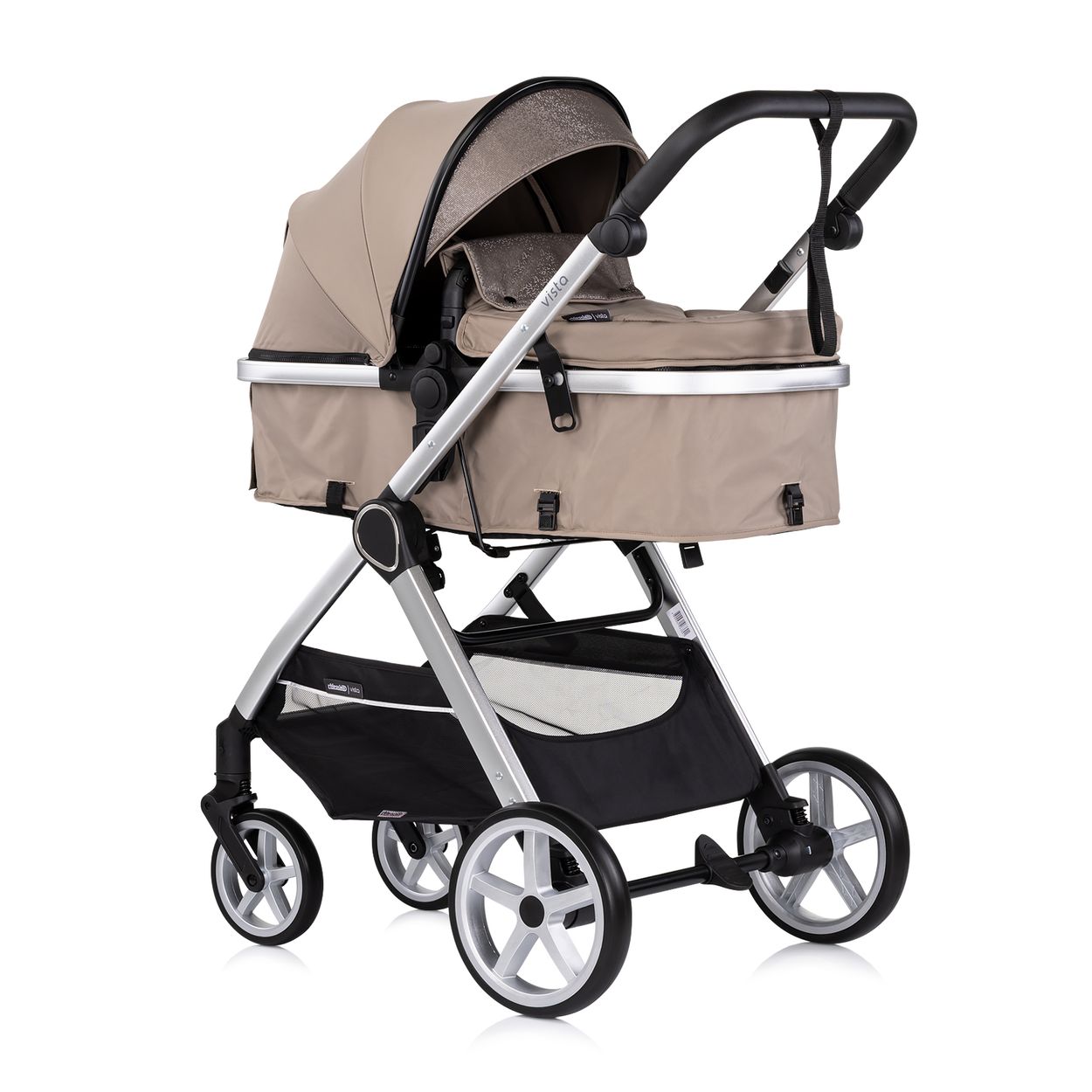 Chipolino Kombikinderwagen 2 in 1 Vista Wickeltasche, Fu&szlig;abdeckung, Korb, Gurt beige - Bild 1