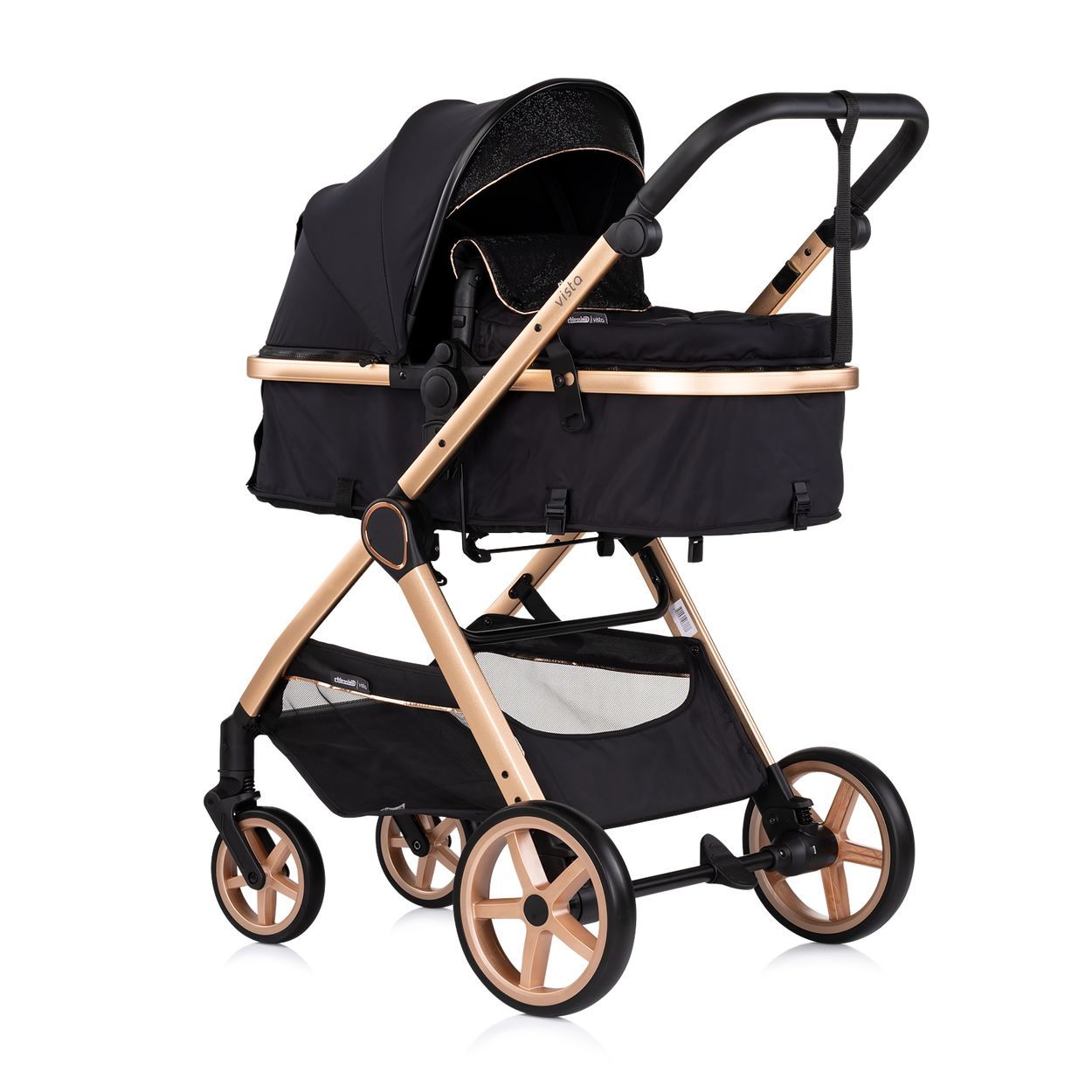 Chipolino Kombikinderwagen 2 in 1 Vista Wickeltasche, Fu&szlig;abdeckung, Korb, Gurt schwarz - Bild 1
