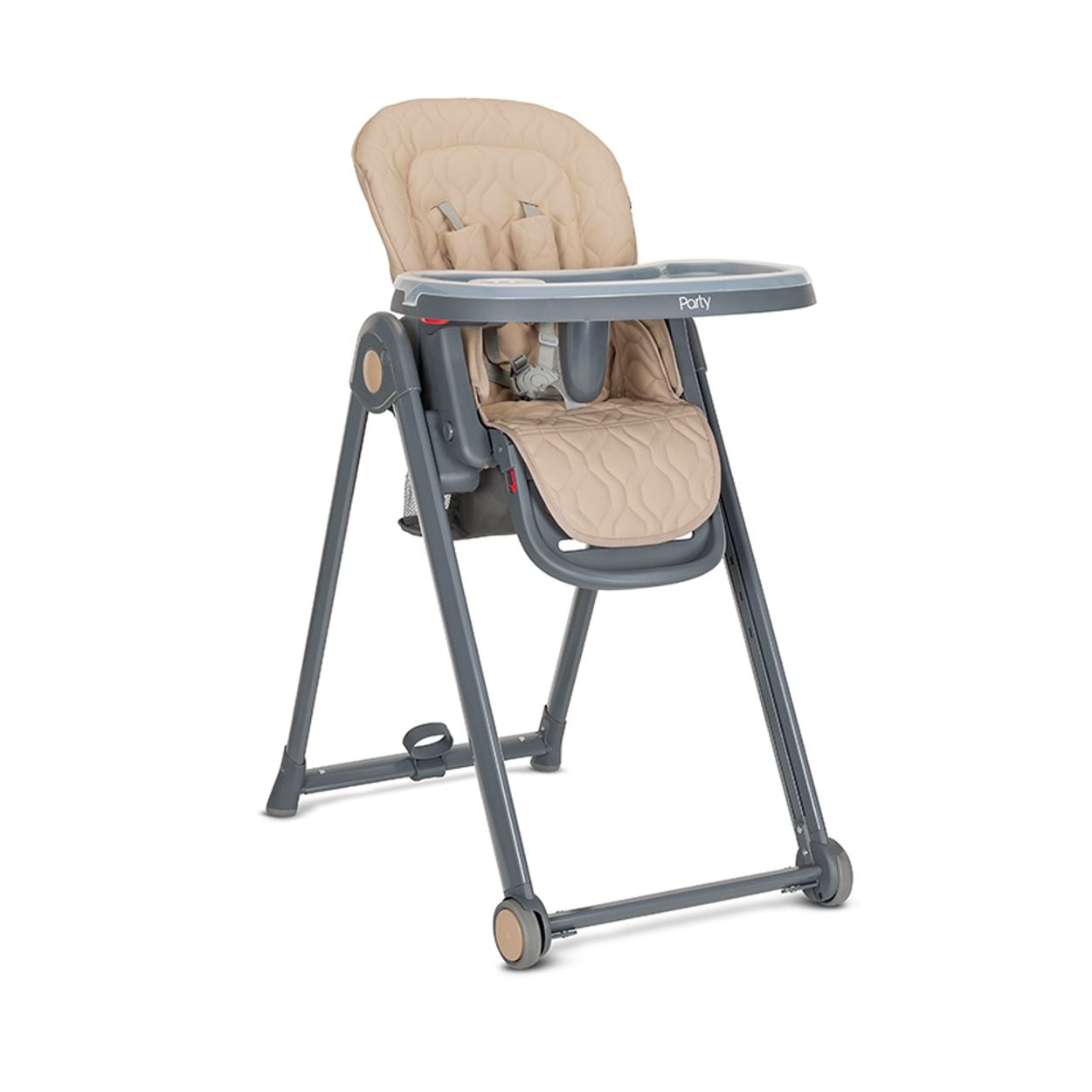 Lorelli Kinderhochstuhl PARTY Rollen H&ouml;he Lehne Fu&szlig;st&uuml;tze Tisch sind einstellbar beige grau - Bild 1