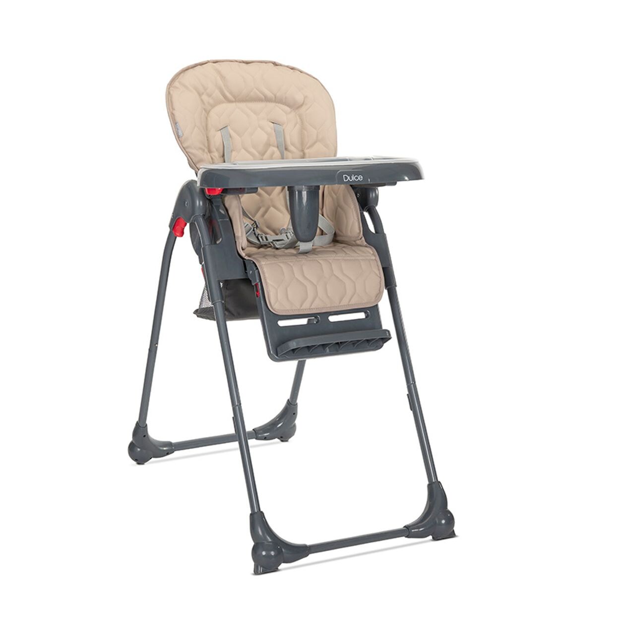 Lorelli Kinderhochstuhl Dulce Sitzhöhe verstellbar, faltbar, 5-Punkt-Gurt, Korb beige