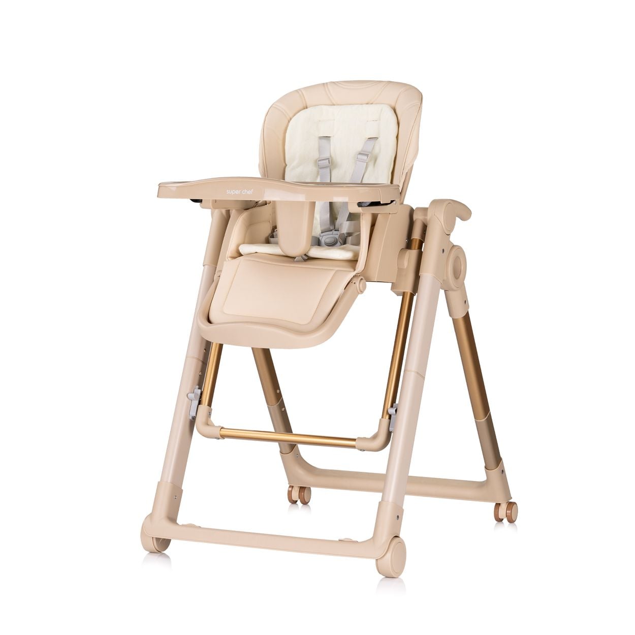 Chipolino Kinderhochstuhl 2 in 1 Super Chef Babyschaukel, Fu&szlig;st&uuml;tze, klappbar beige - Bild 1