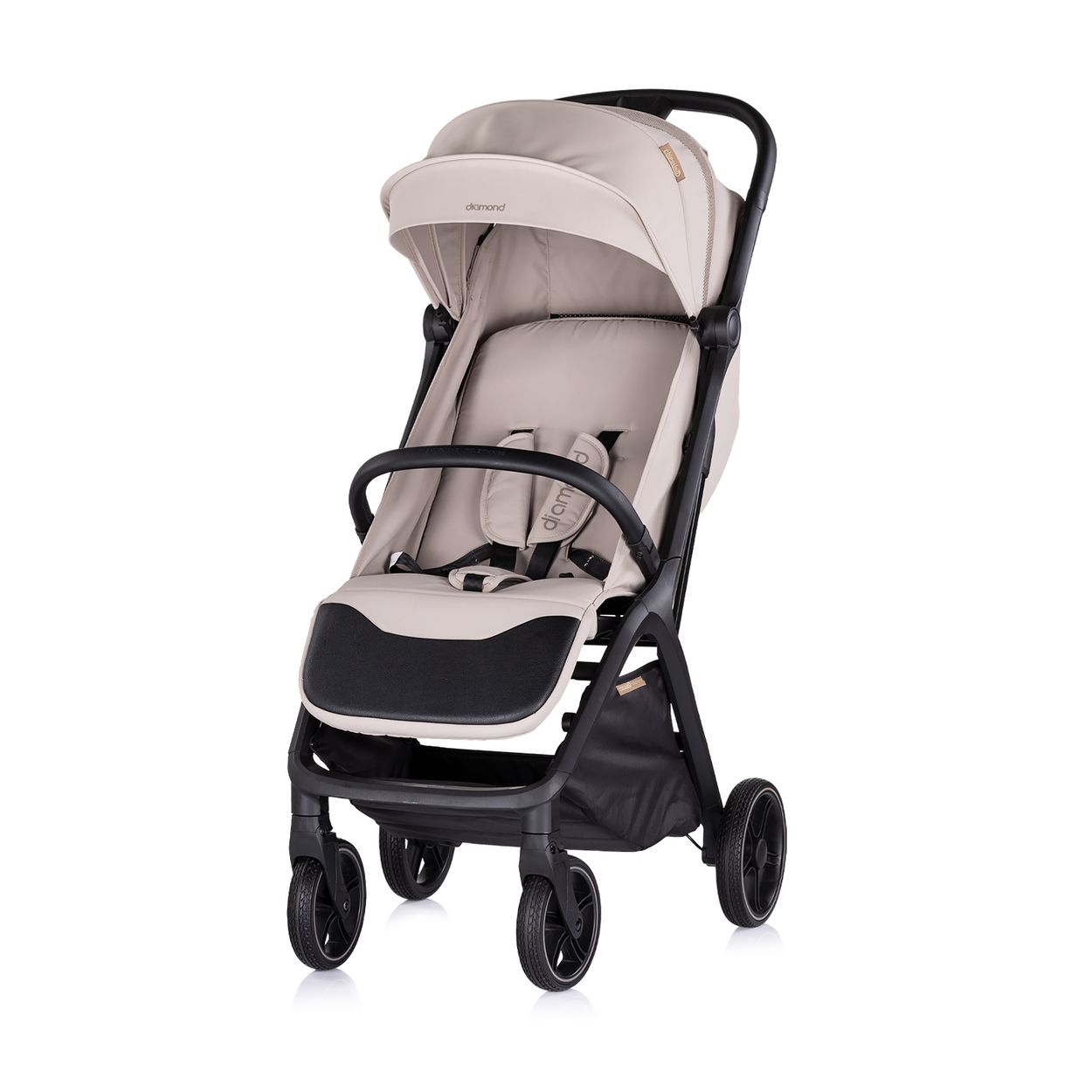 Chipolino Kinderwagen Diamond klappbar, Korb, PU-Rollen, Sonnendach, Beinst&uuml;tze hellbraun - Bild 1