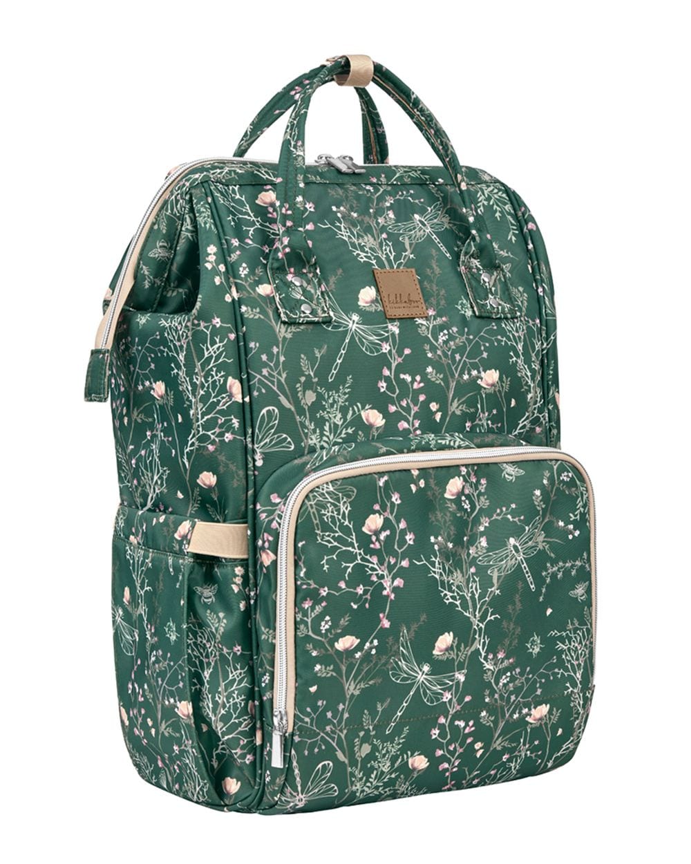 Kikkaboo Wickeltasche Siena, Rucksack, Wickelunterlage, Griffl&auml;nge einstellbar gr&uuml;n gemustert - Bild 1