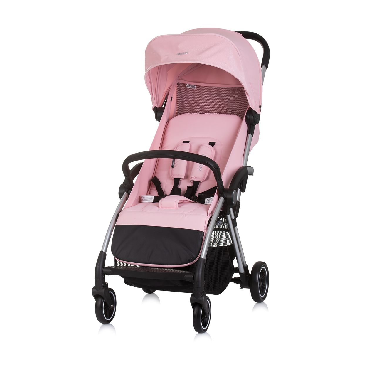 Chipolino Kinderwagen Illusion klappbar, verstellbare Fu&szlig;st&uuml;tze, Federung, Korb rosa - Bild 1