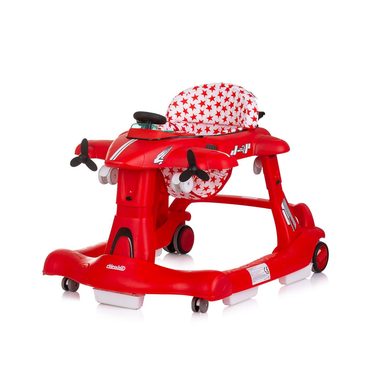 Chipolino Lauflernhilfe Airplane 3 in 1 Lauflernwagen, Musik, Schiebespielzeug rot
