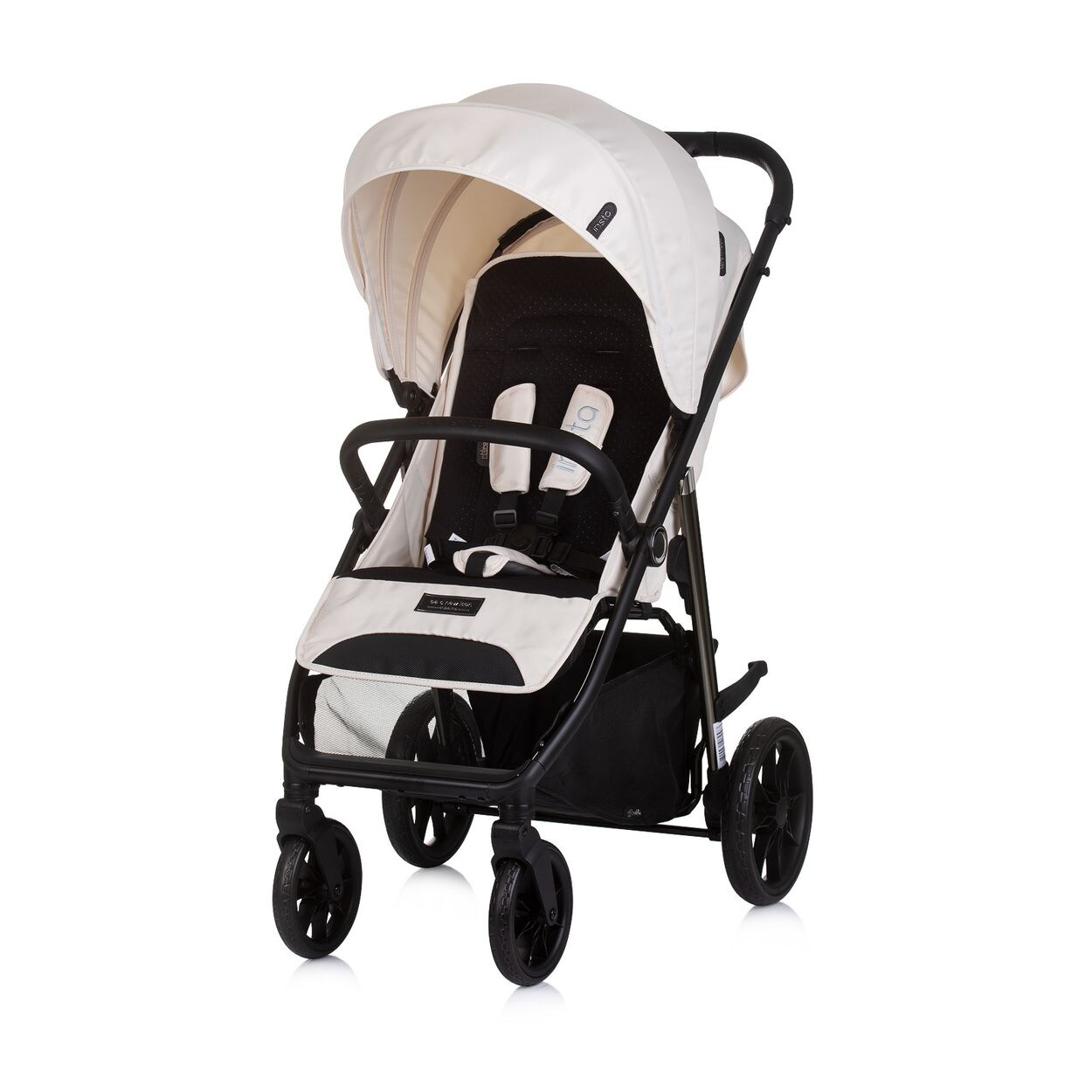 Chipolino Kinderwagen Buggy Insta, Fußabdeckung, Federung, Korb, Gurt, klappbar beige
