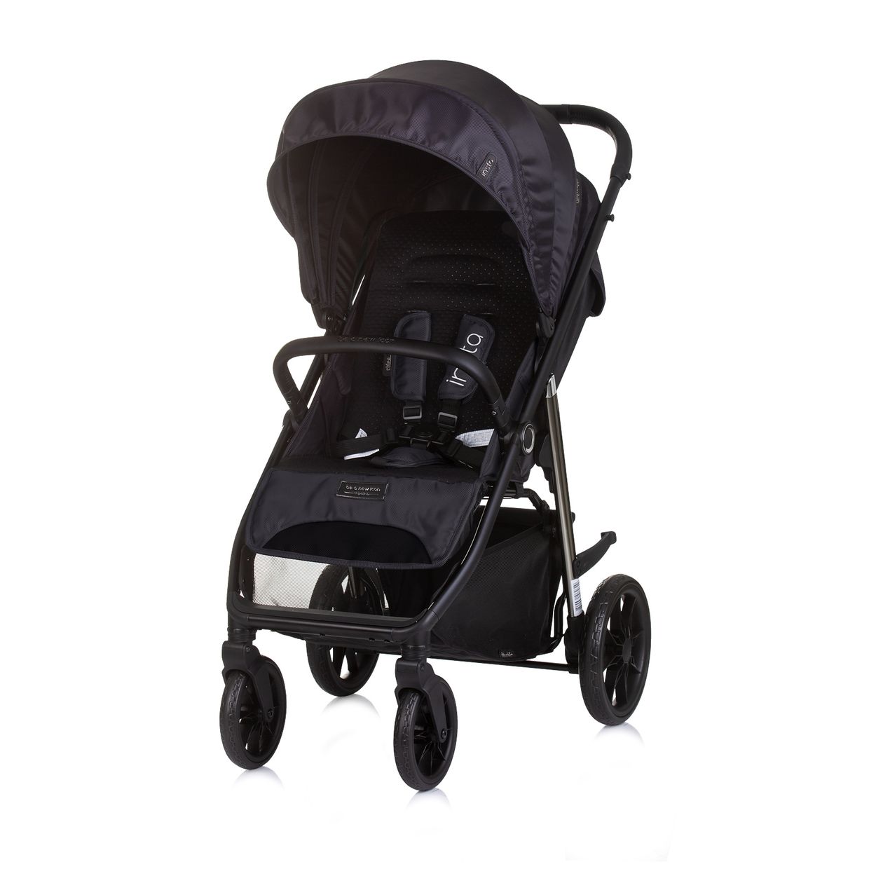Chipolino Kinderwagen Buggy Insta, Fu&szlig;abdeckung, Federung, Korb, Gurt, klappbar schwarz - Bild 1