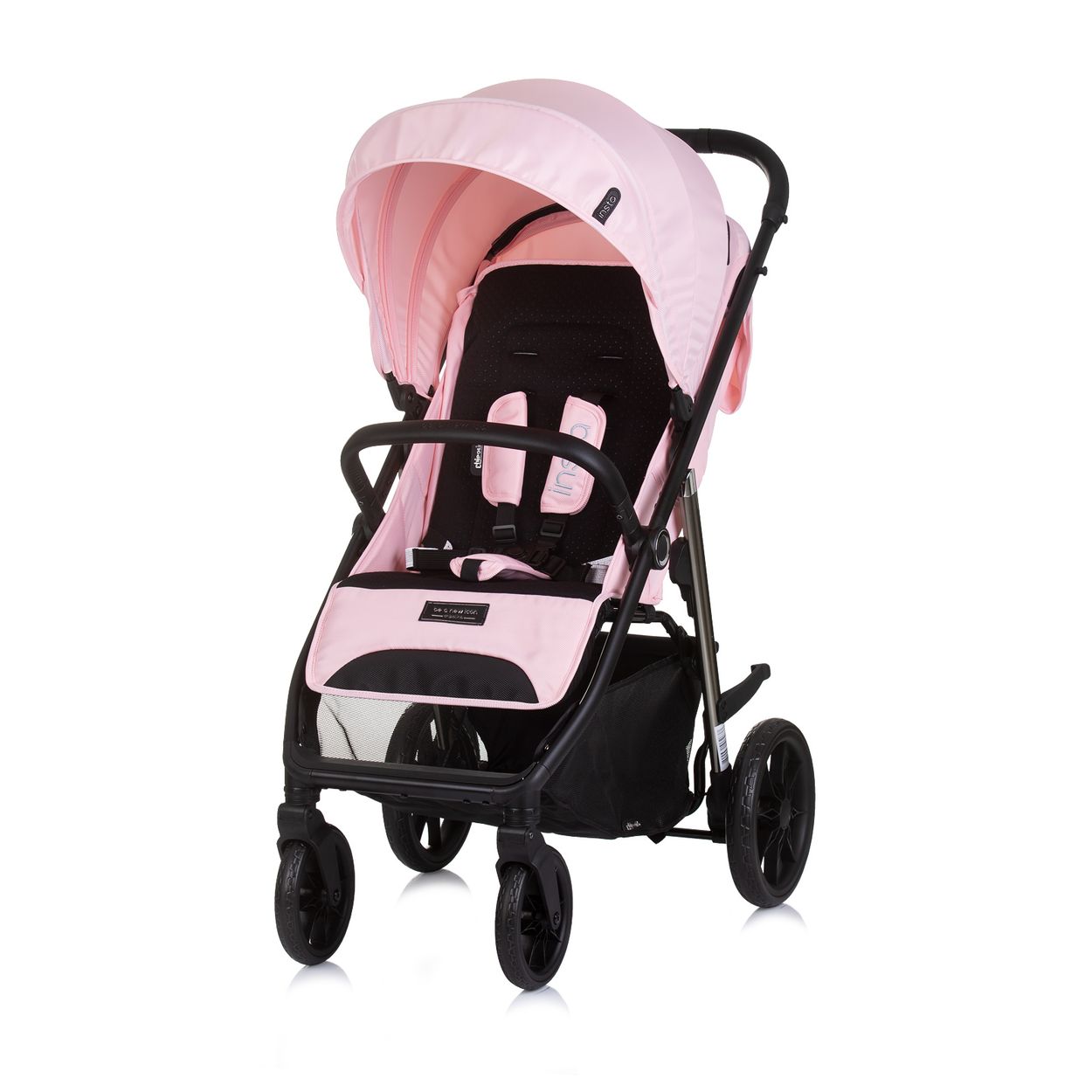Chipolino Kinderwagen Buggy Insta, Fu&szlig;abdeckung, Federung, Korb, Gurt, klappbar rosa - Bild 1