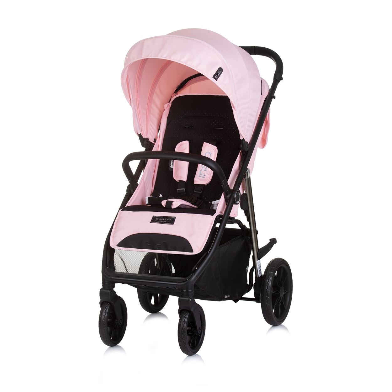 Chipolino Kinderwagen Buggy Insta, Fußabdeckung, Federung, Korb, Gurt, klappbar rosa