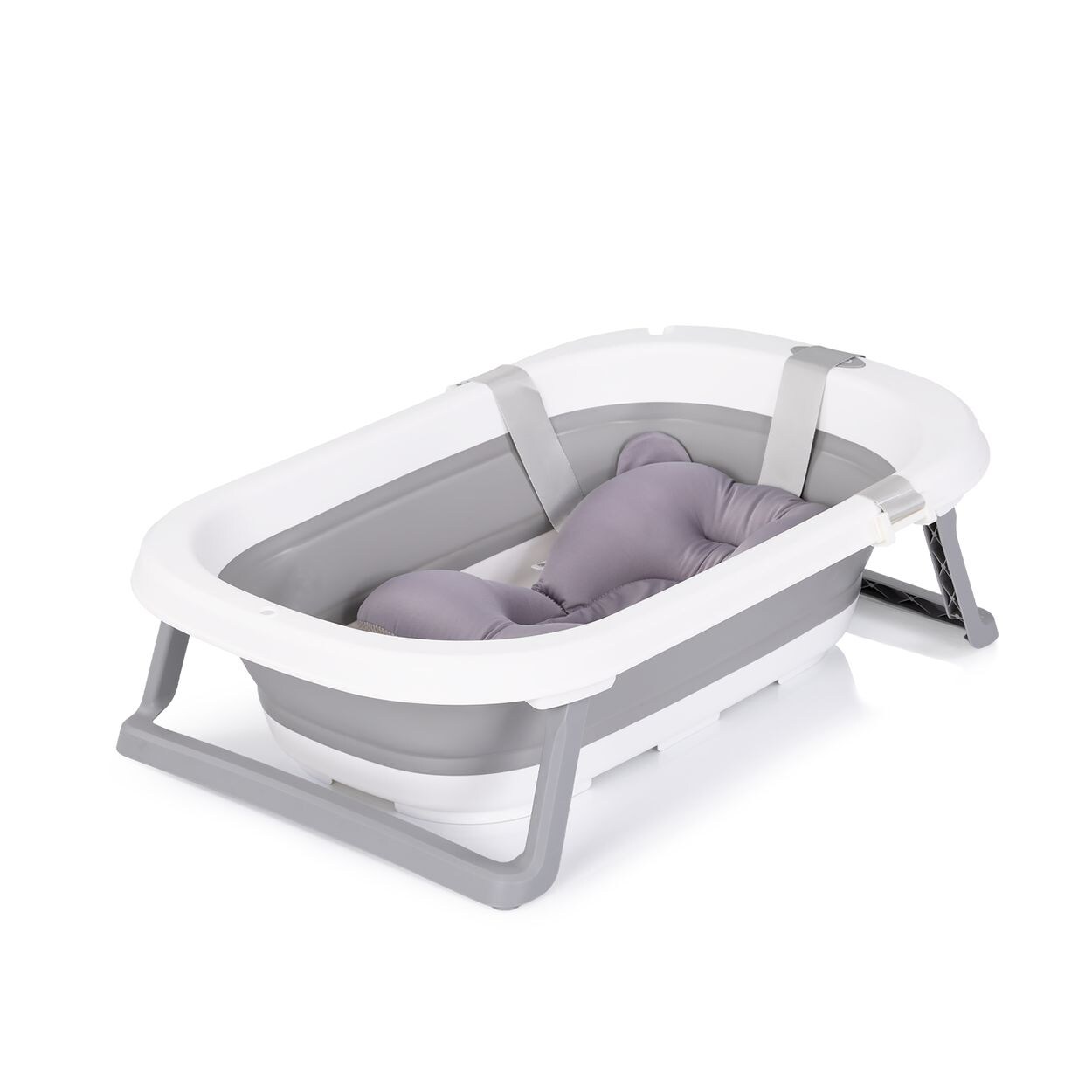 Chipolino Babywanne Isla mit Badekissen faltbar, integrierter Wasserablauf grau | 03800931064471