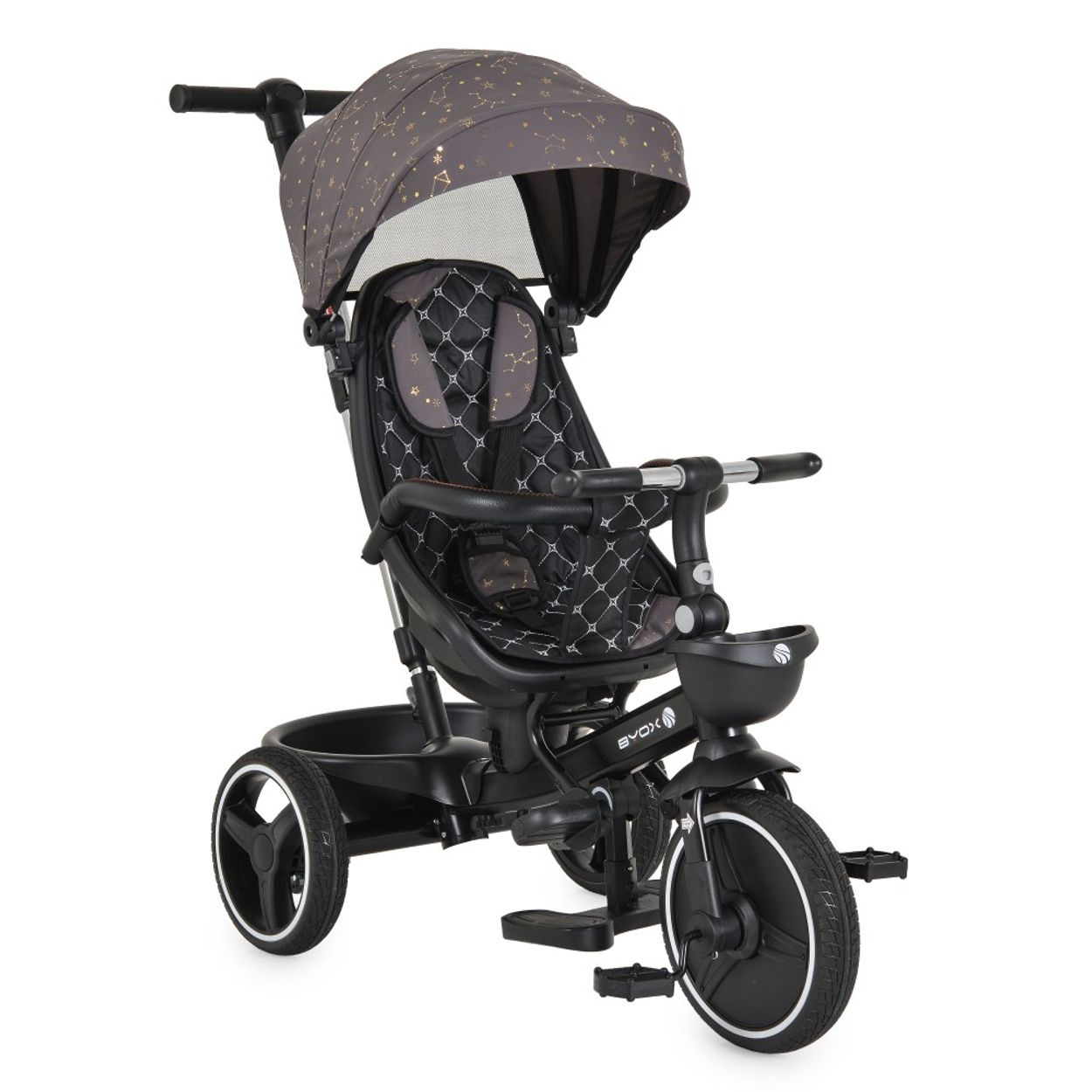 Byox Dreirad Tricycle Fusion verstellbar PU-Reifen drehbarer Sitz Schiebestange grau - Bild 1