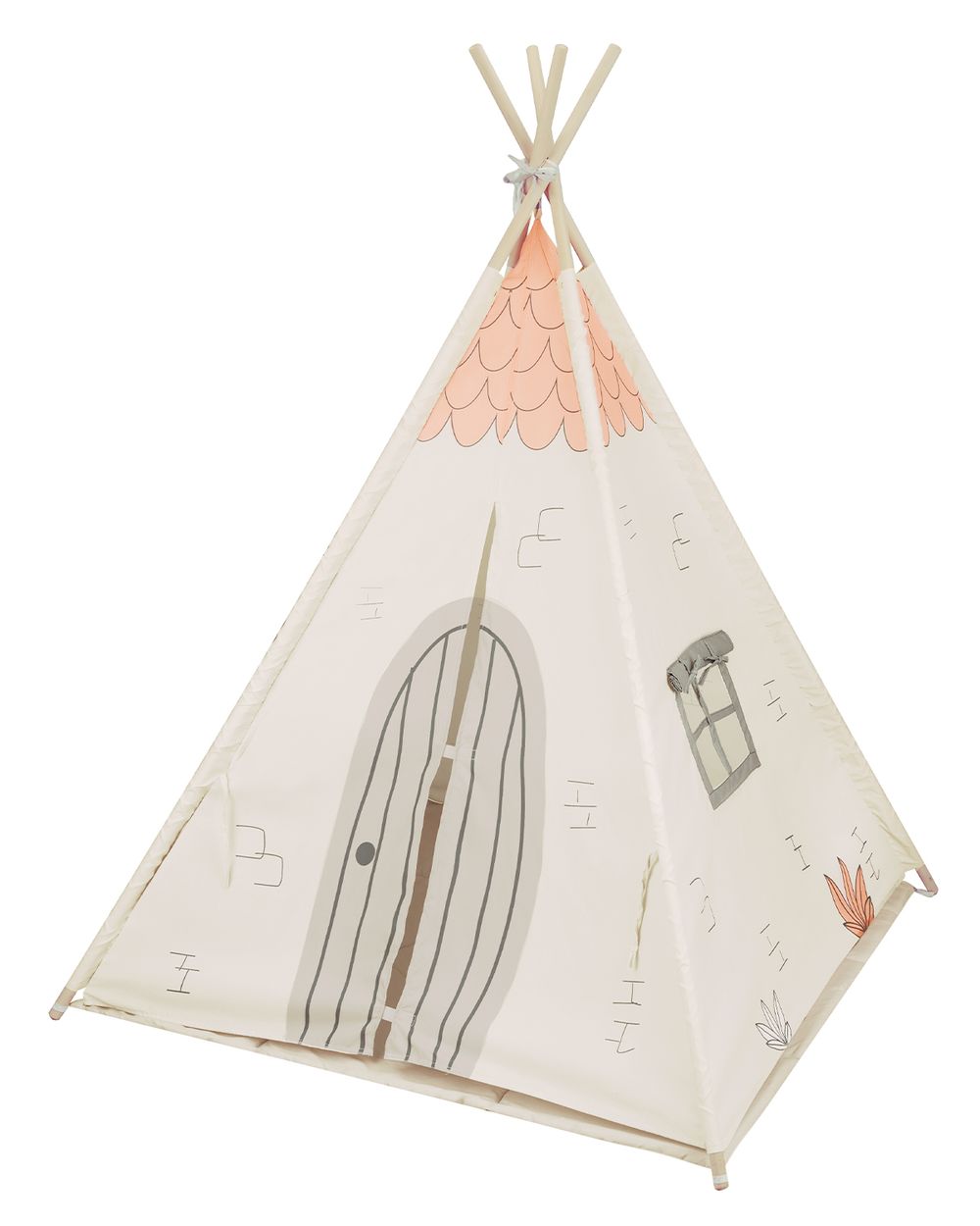 Kikka boo Kinder-Spielzelt Tipi weiche Bodenmatte, T&uuml;re zum &Ouml;ffnen und Schlie&szlig;en beige - Bild 1