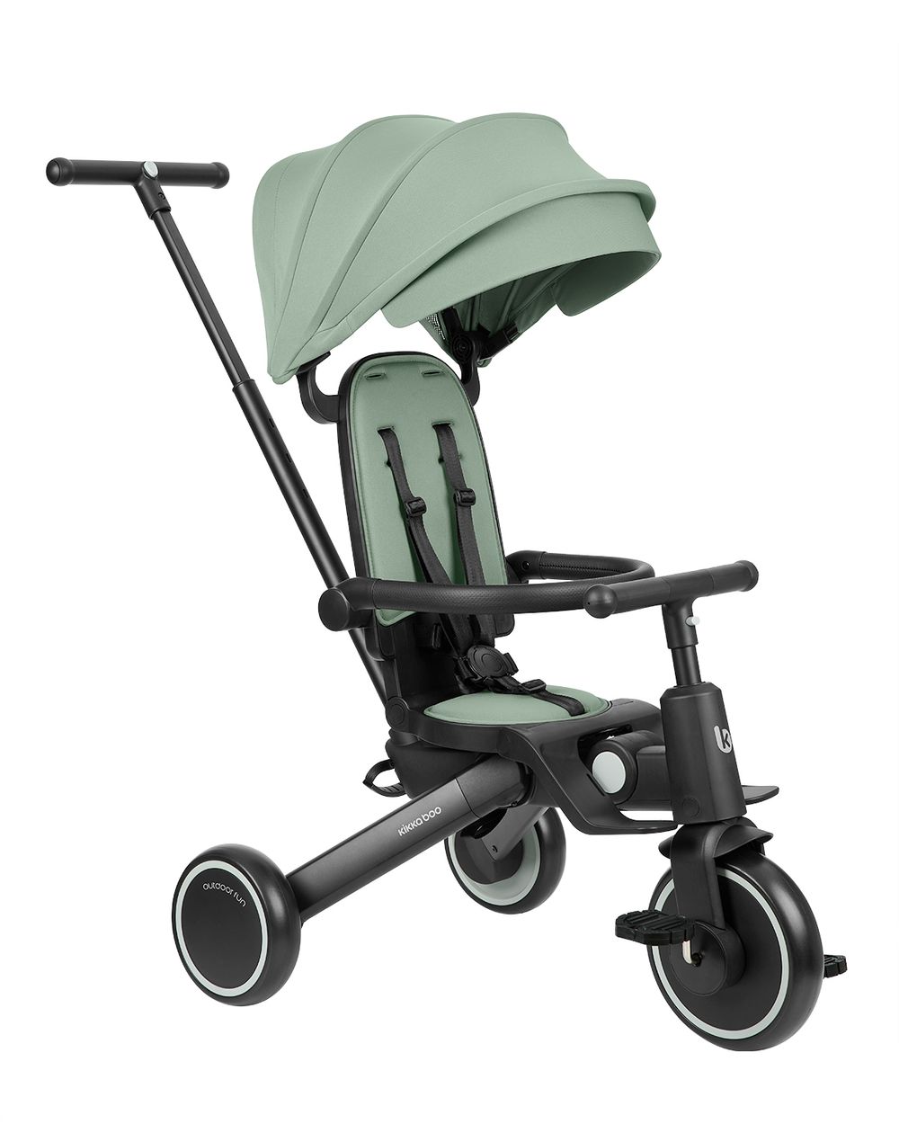 Kikkaboo Dreirad 5 in 1 Trix 2 zusammenklappbar, verstellbare R&uuml;ckenlehne, Gurt gr&uuml;n - Bild 1