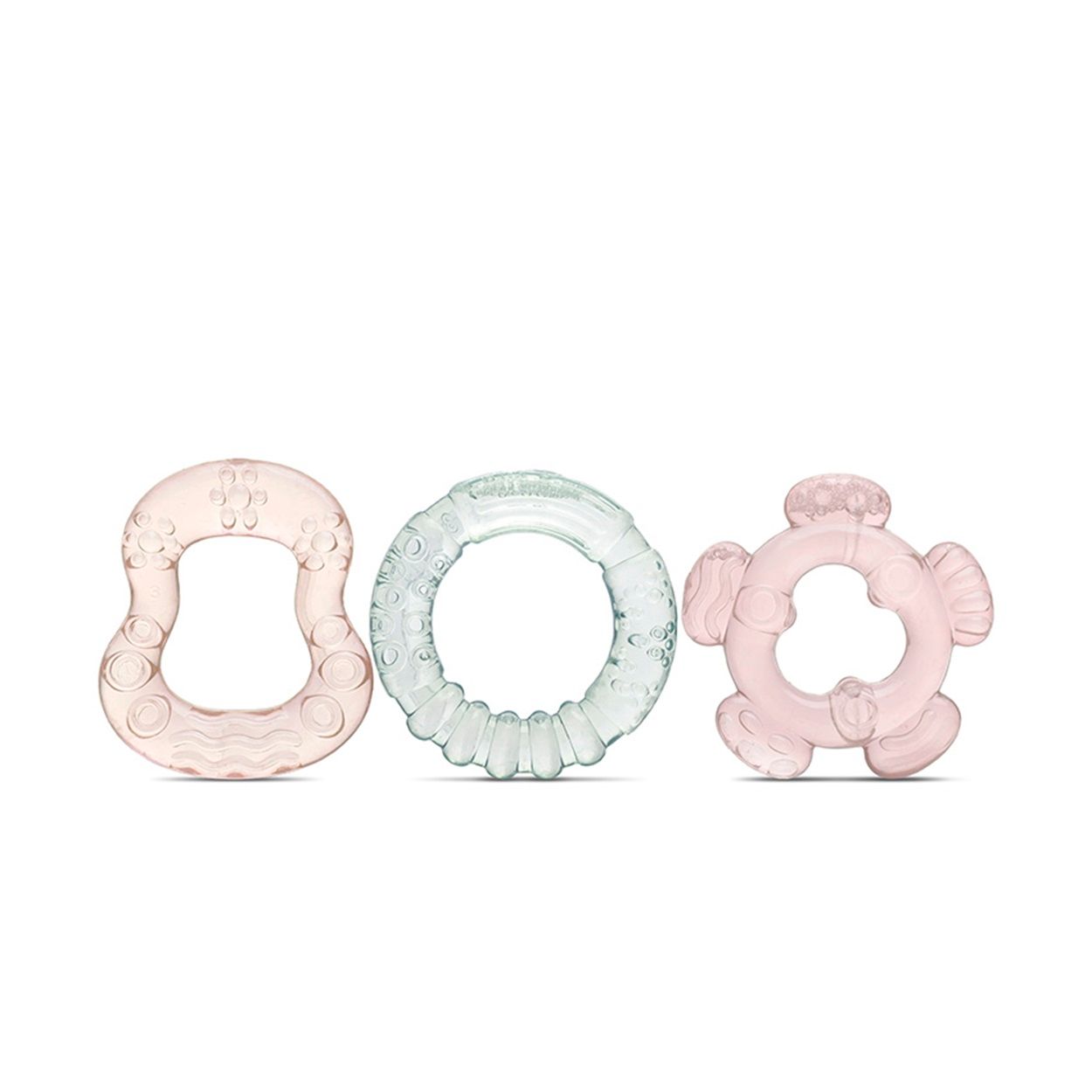 Baby Care Bei&szlig;ring 3er Set wassergef&uuml;llt, versch. Formen und Farben, ab 3 Monate rosa - Bild 1