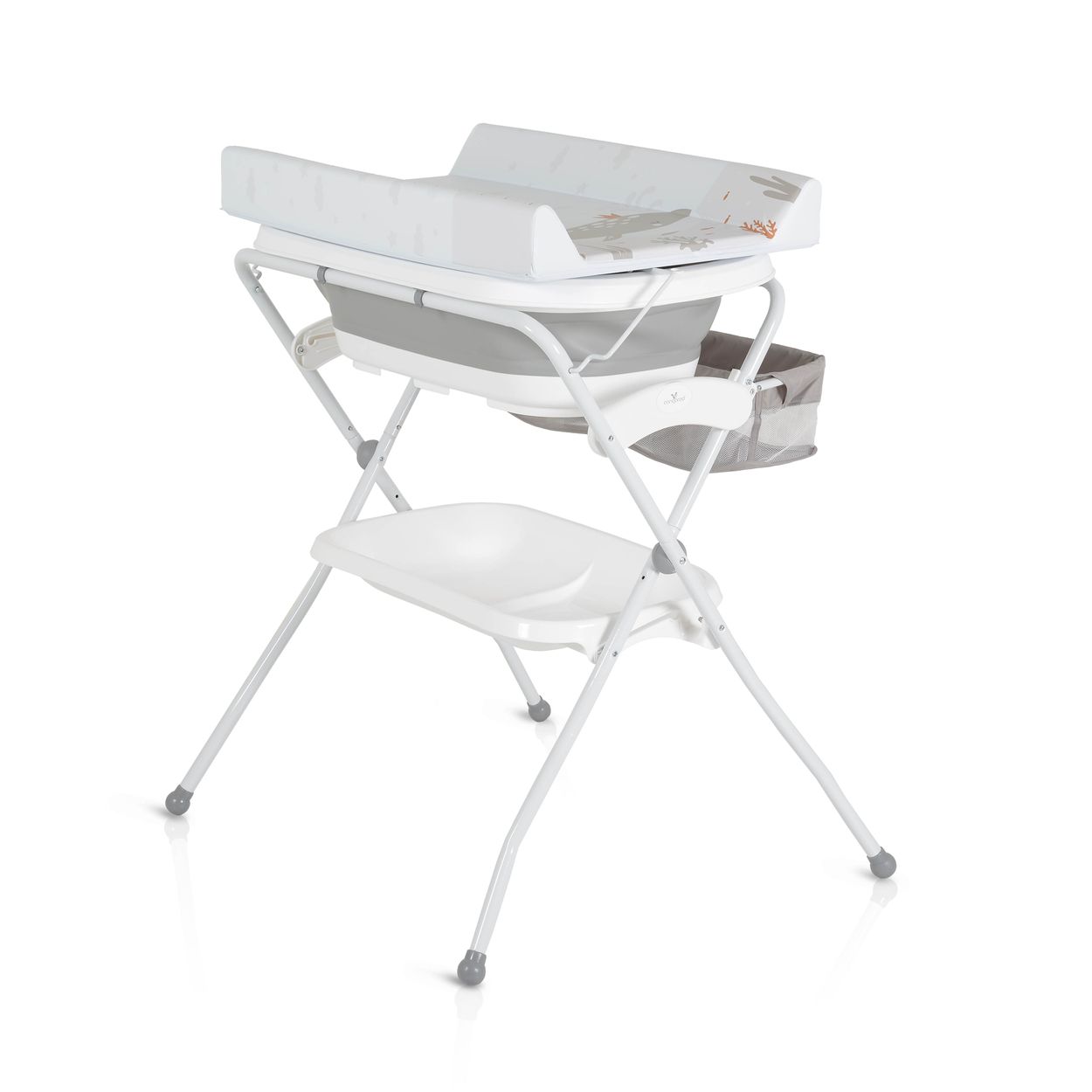 Cangaroo Babywanne Wickeltisch Como 2 in 1 faltbar, Wickelauflage, Zubeh&ouml;rfach grau - Bild 1