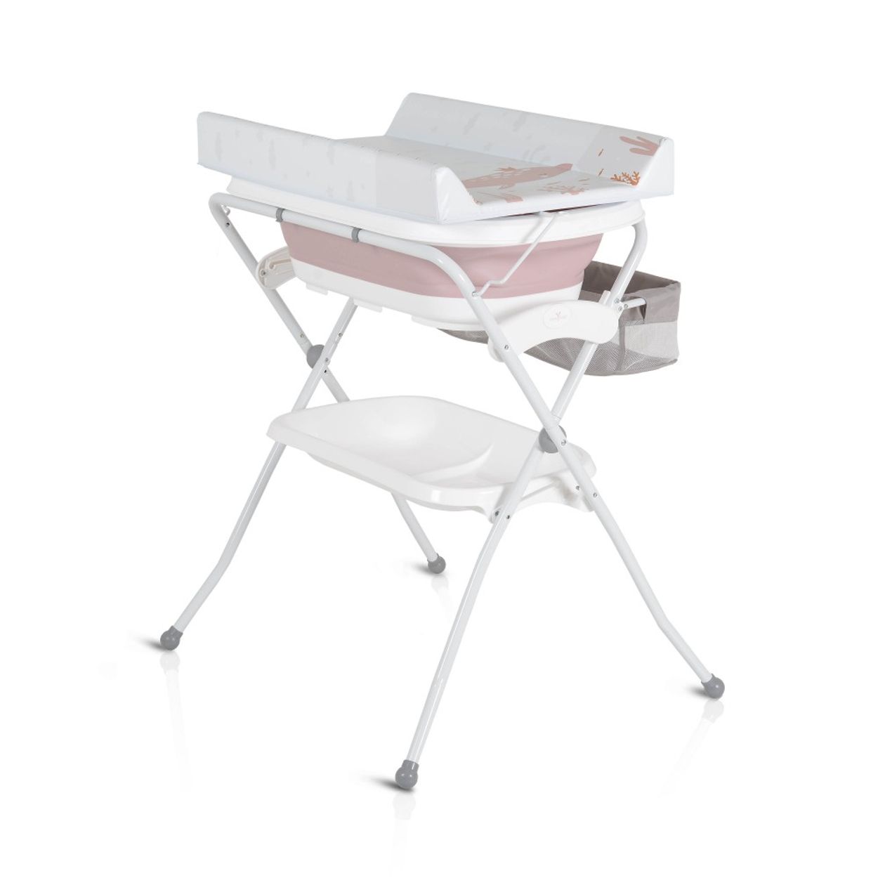 Cangaroo Babywanne Wickeltisch Como 2 in 1 faltbar, Wickelauflage, Zubeh&ouml;rfach rosa - Bild 1