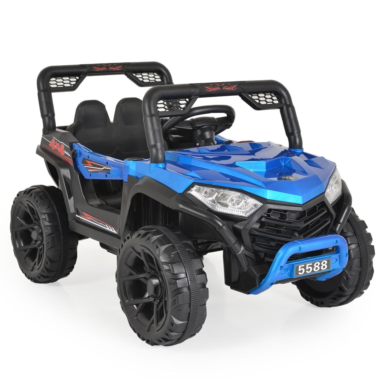 Moni Kinder Elektroauto Buggy Fast UTV 5588 metallic Fernbedienung MP3 USB Gurt blau