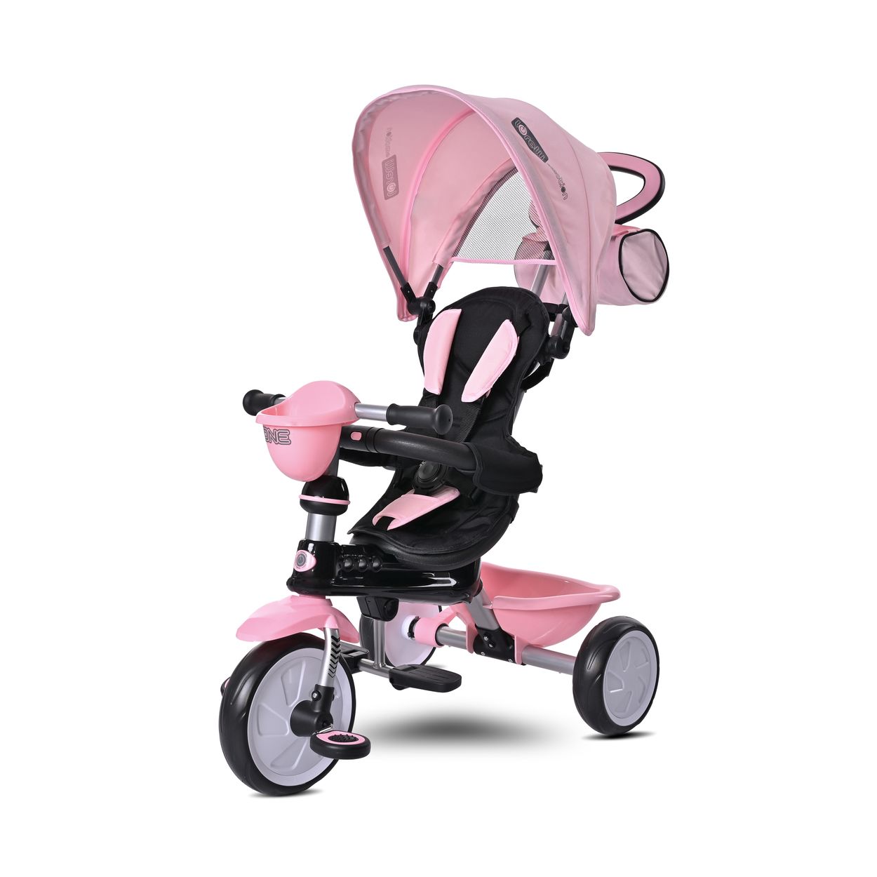 Lorelli Tricycle One 3 in 1 EVA-Reifen Schiebestange Anti-Rutsch Pedale umbaubar pink - Bild 1