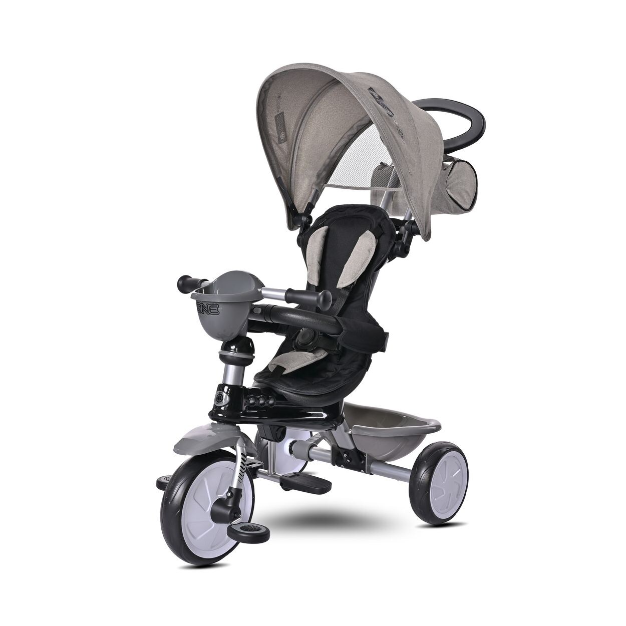 Lorelli Tricycle One 3 in 1 EVA-Reifen Schiebestange Anti-Rutsch Pedale umbaubar hellgrau