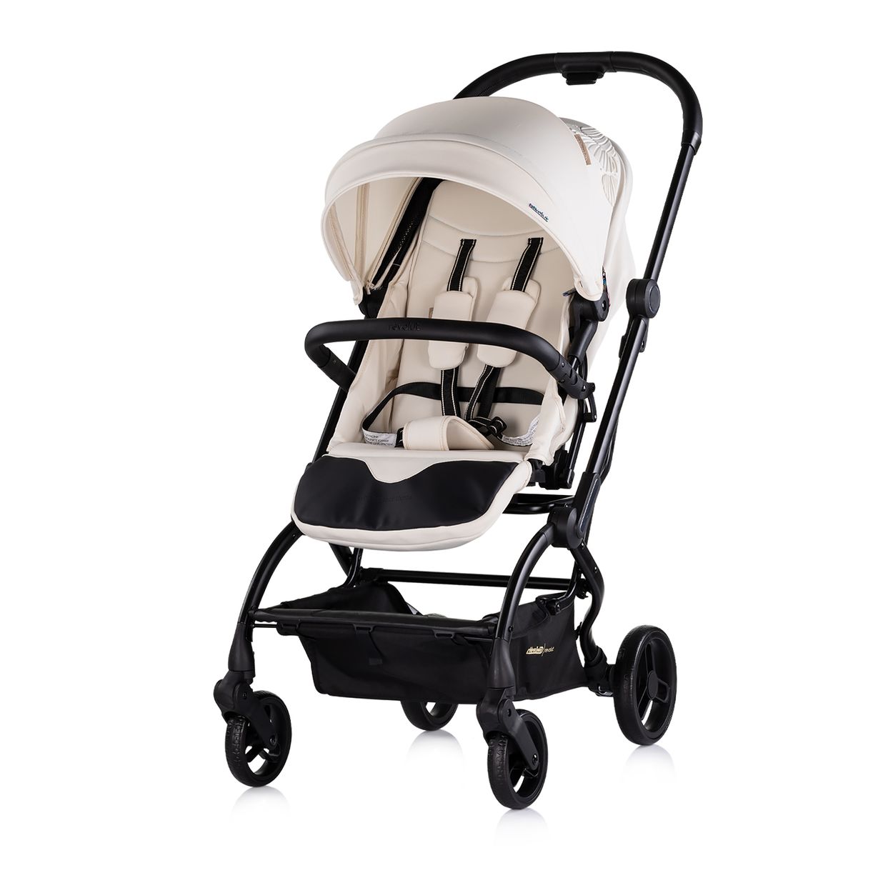 Chipolino Kinderwagen Revolut, Sitz 360 Grad drehbar, verstellbar, EVA-Reifen creme - Bild 1