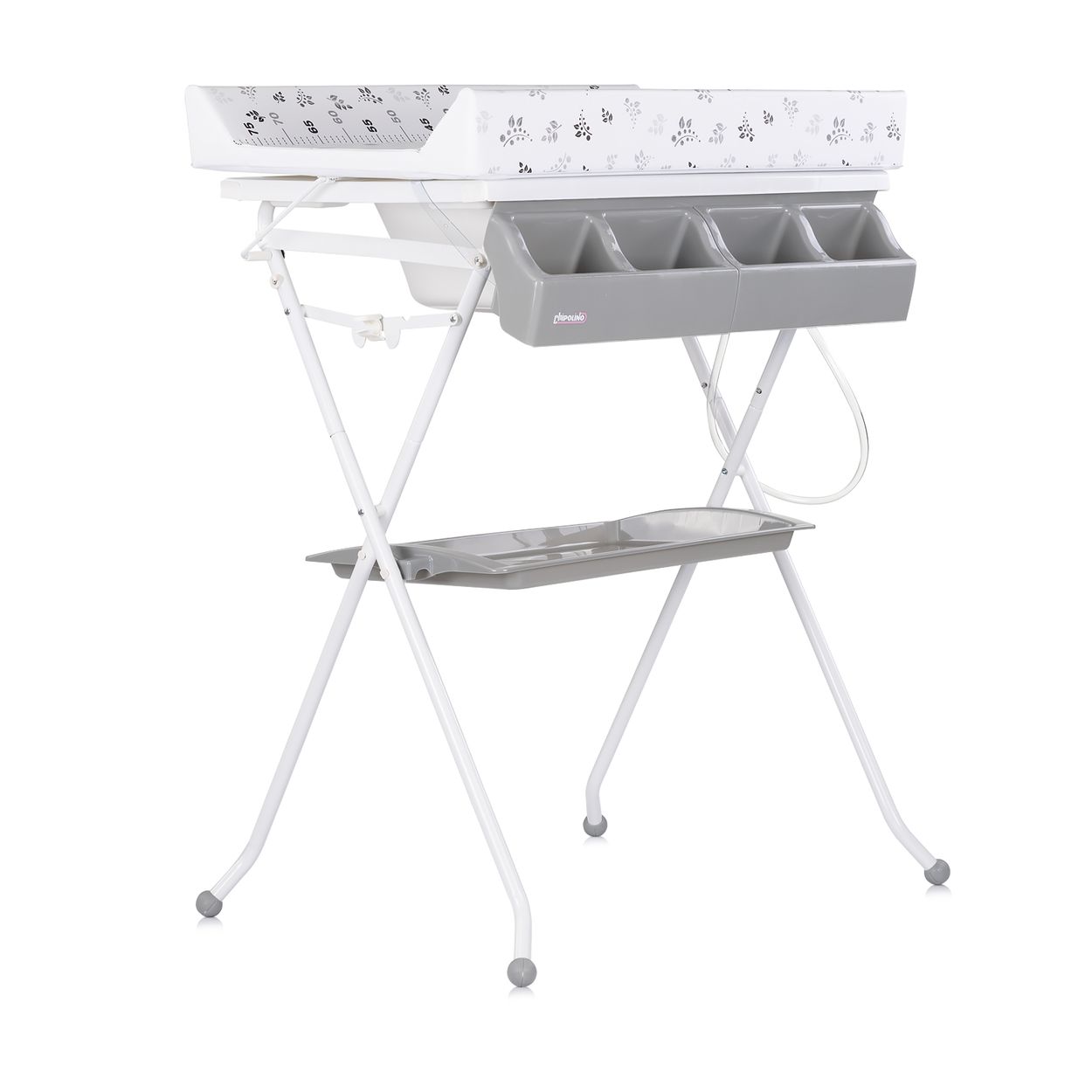 Chipolino Babywanne Wickeltisch 2 in 1 Aqua Zubeh&ouml;rfach klappbar St&auml;nder Stopfen grau - Bild 1