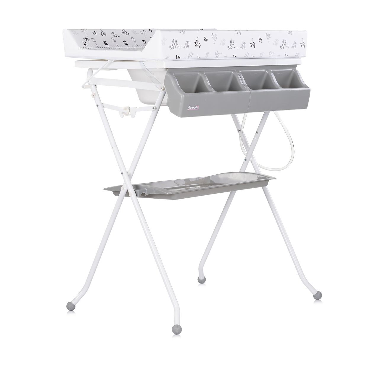 Chipolino Babywanne Wickeltisch 2 in 1 Aqua Zubehörfach klappbar Ständer Stopfen grau | 03800931060350