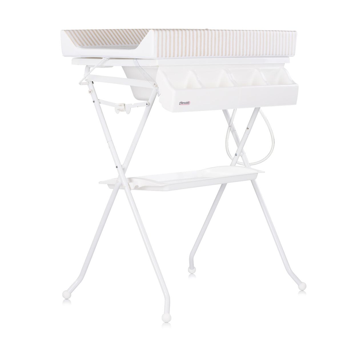 Chipolino Babywanne Wickeltisch 2 in 1 Aqua Zubehörfach klappbar Ständer Stopfen beige