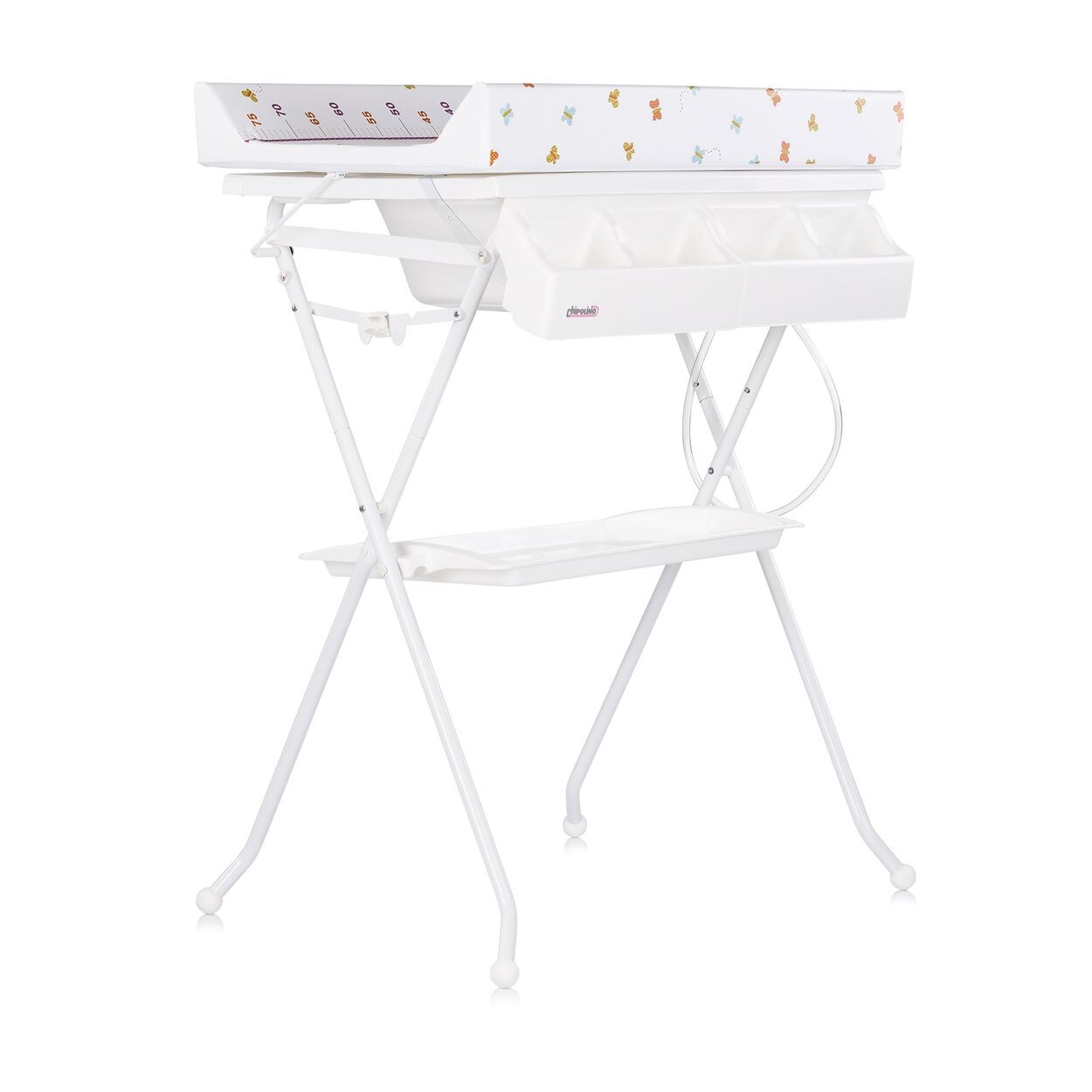 Chipolino Babywanne Wickeltisch 2 in 1 Aqua Zubehörfach klappbar Ständer Stopfen bunt