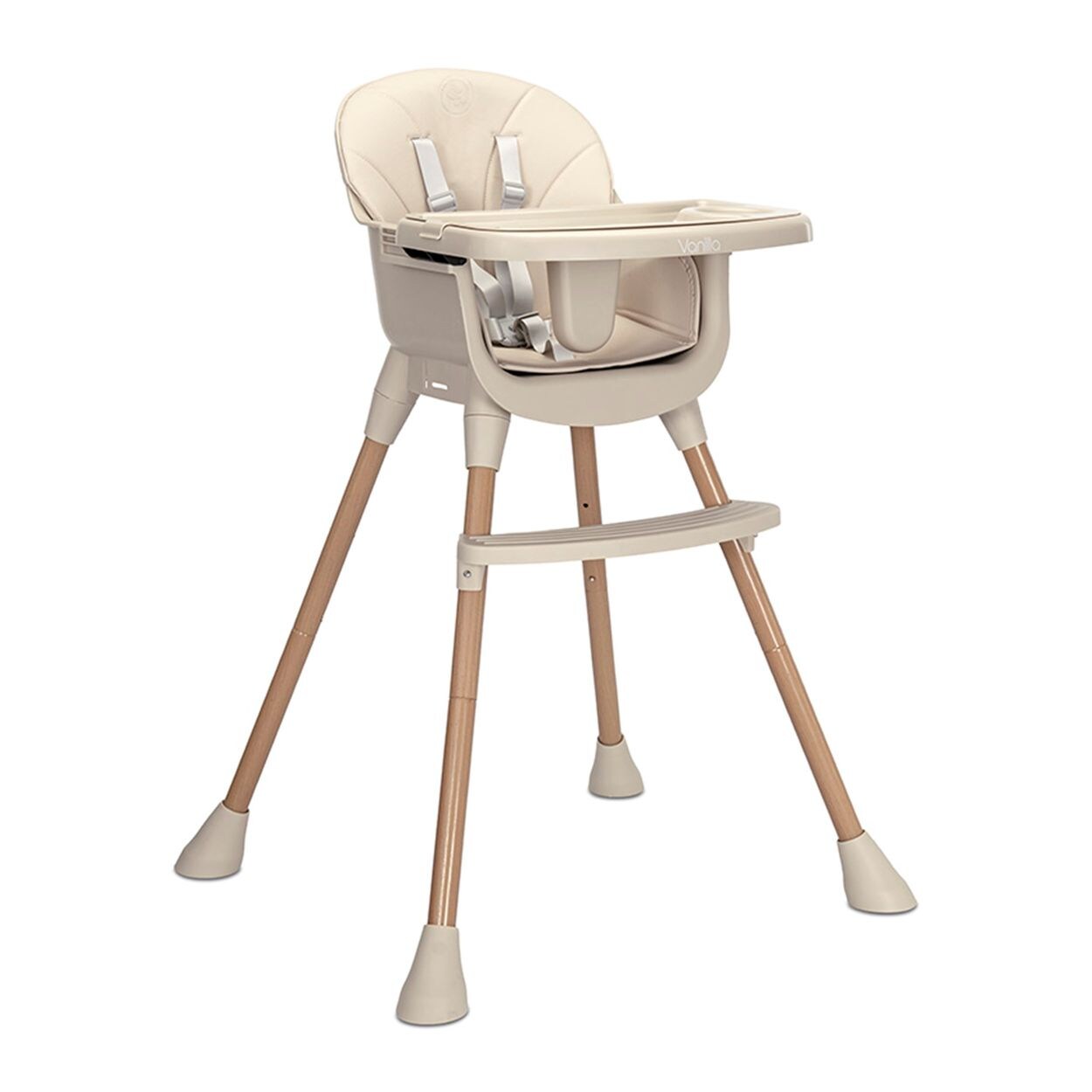 Lorelli Kinderhochstuhl Vanilla 3 in 1 Kinderstuhl, Tablett, Fußstütze, Gurt beige