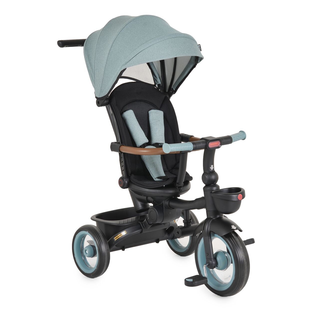 Byox Dreirad Jasper EVA-Reifen klappbar, Sitz drehbar, Hinterradbremse, Körbe grün
