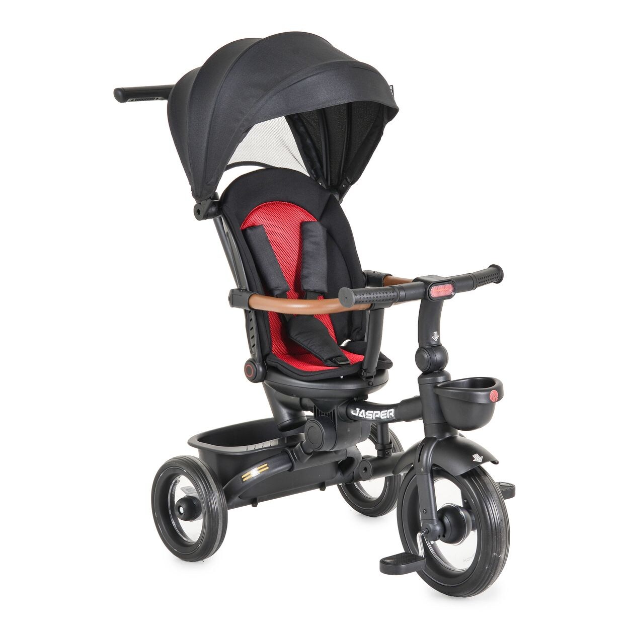 Byox Dreirad Jasper EVA-Reifen klappbar, Sitz drehbar, Hinterradbremse, Körbe schwarz | 03800146231675