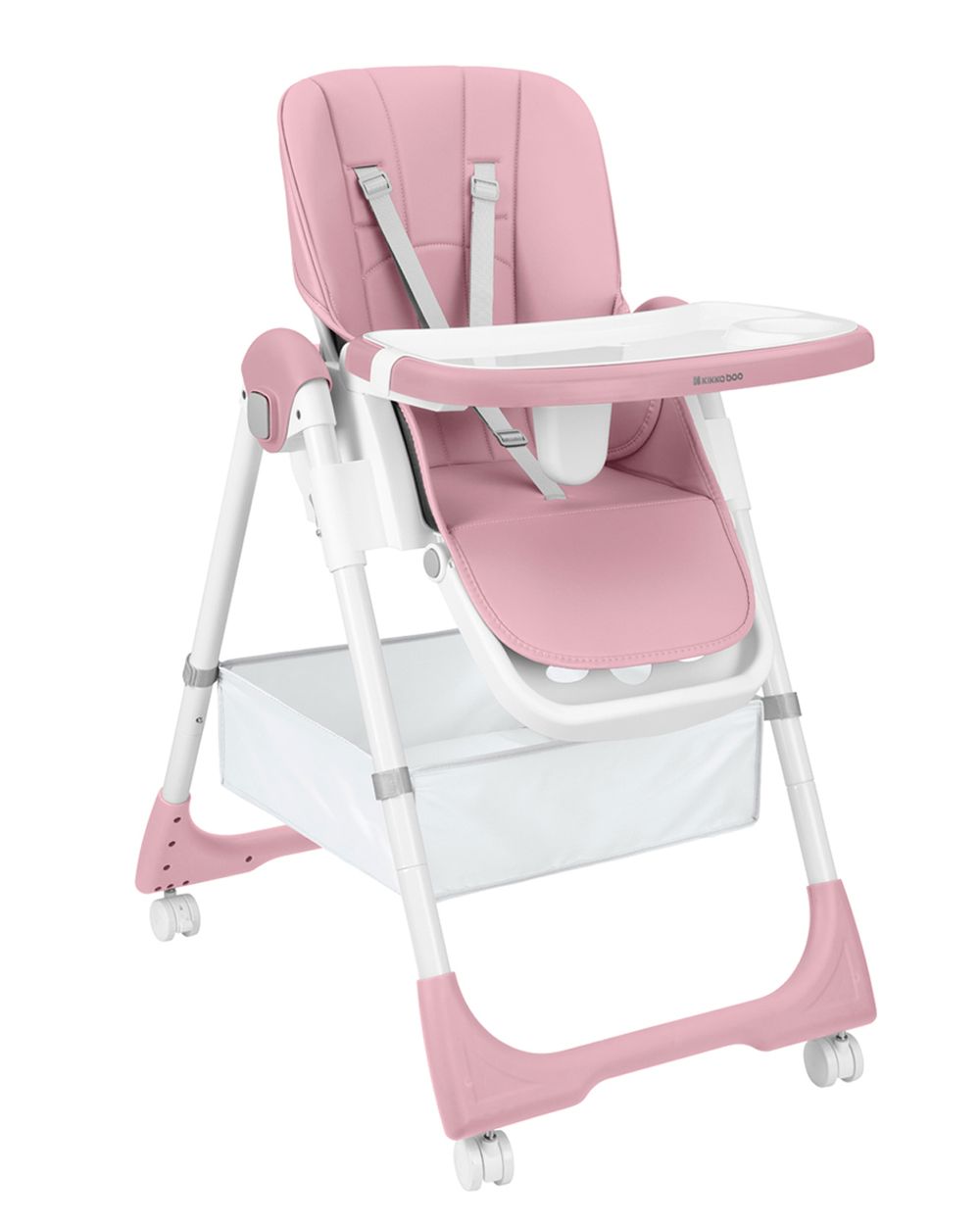 Kikka boo Kinderhochstuhl Spicy+ faltbar h&ouml;henverstellbar Fu&szlig;st&uuml;tze R&auml;der Korb rosa - Bild 1