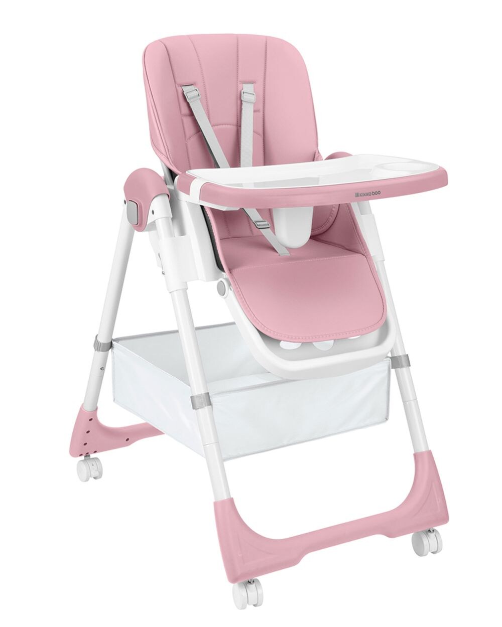 Kikka boo Kinderhochstuhl Spicy+ faltbar höhenverstellbar Fußstütze Räder Korb rosa | 03800171220712