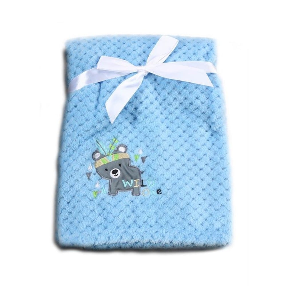 Cangaroo Babydecke Freya, Gr&ouml;&szlig;e 80 x 110 cm kuschelige Babydecke aus Fleece blau - Bild 1