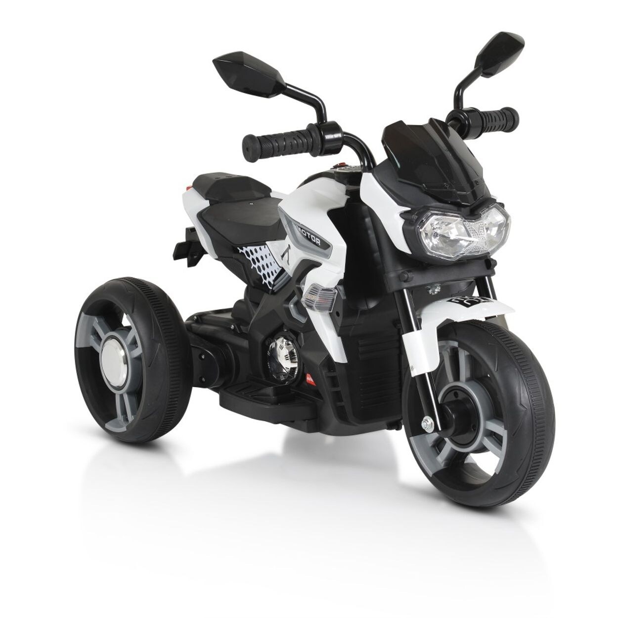 Moni Kinder Elektromotorrad Colombo Scheinwerfer, zwei Motoren, MP3, bis 7 km/h weiß uni | 03801005000265