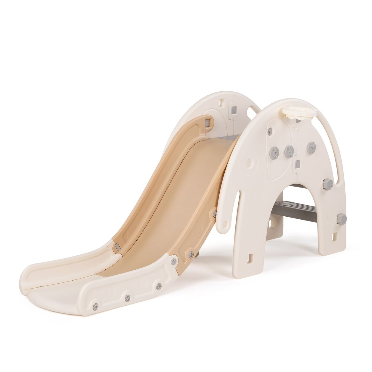 Chipolino Kinderrutsche Elefant 170 cm Rutschl&auml;nge, Basketballkorb, drei Stufen beige - Bild 1