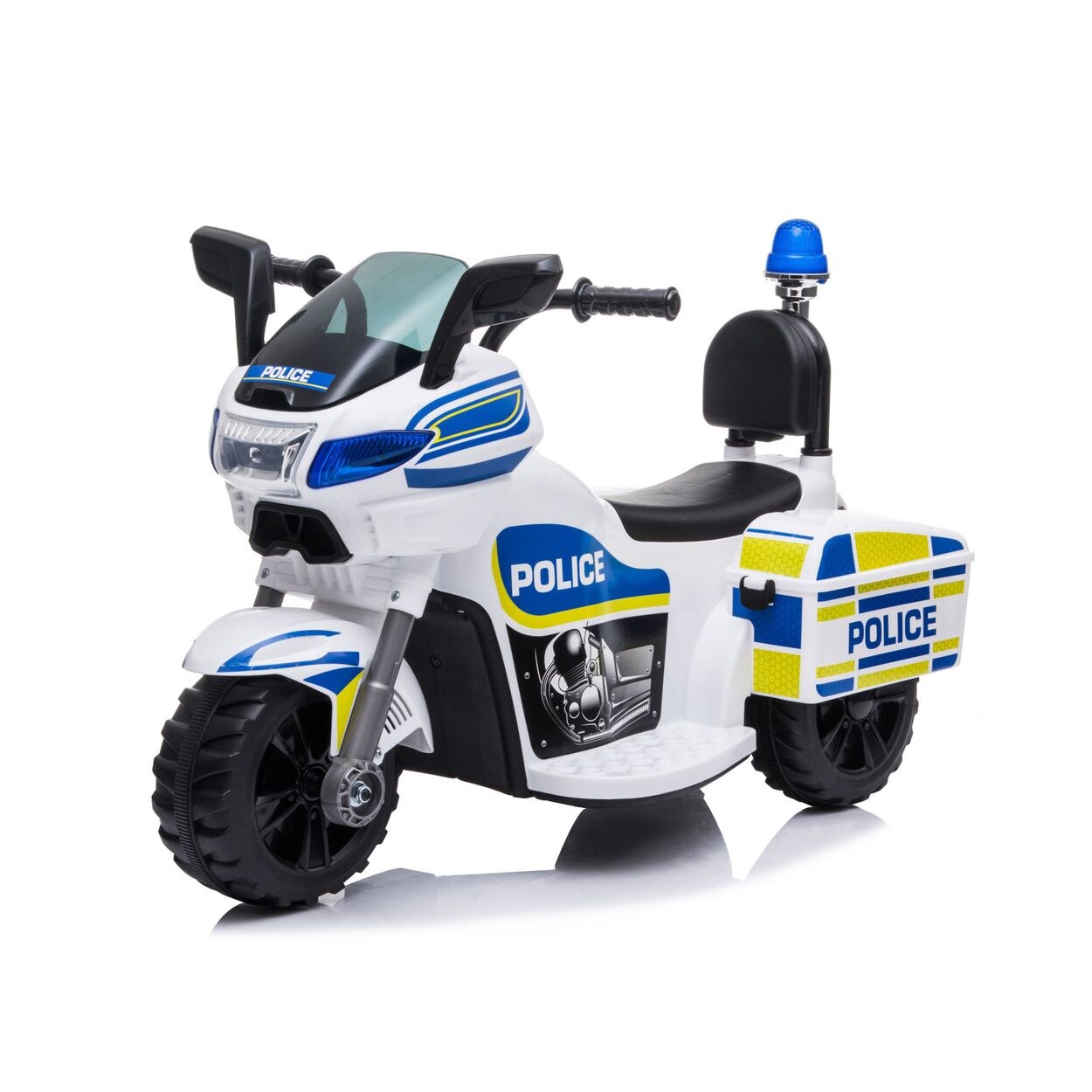 Chipolino Kinder Elektromotorrad Polizei 3 Räder Scheinwerfer Musikfunktion weiß blau