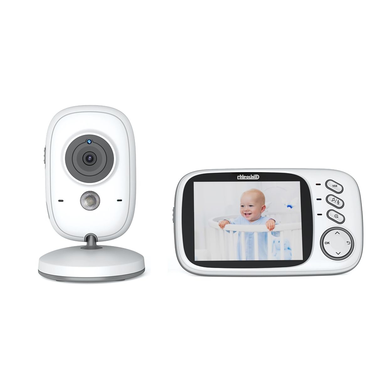 Chipolino Babyphone Polaris+ Kamera 3,2" IPS LCD Display Temperatursensor Alarm wei&szlig; - Bild 1