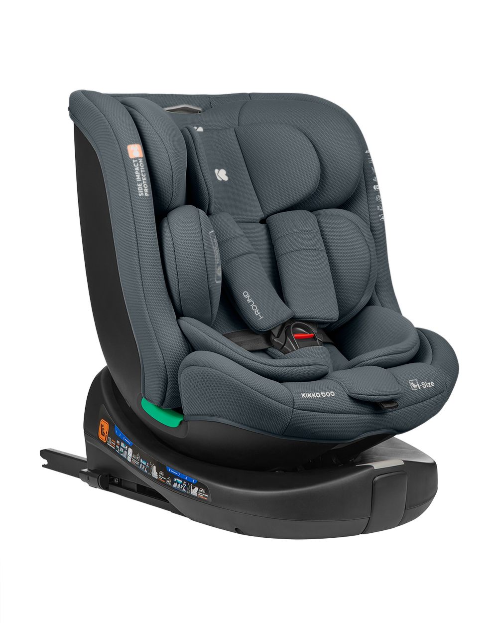 Kikka boo Kindersitz i-Round i-Size (40-150cm) Isofix, 360-Grad-Drehung, Gurt dunkelgrau - Bild 1
