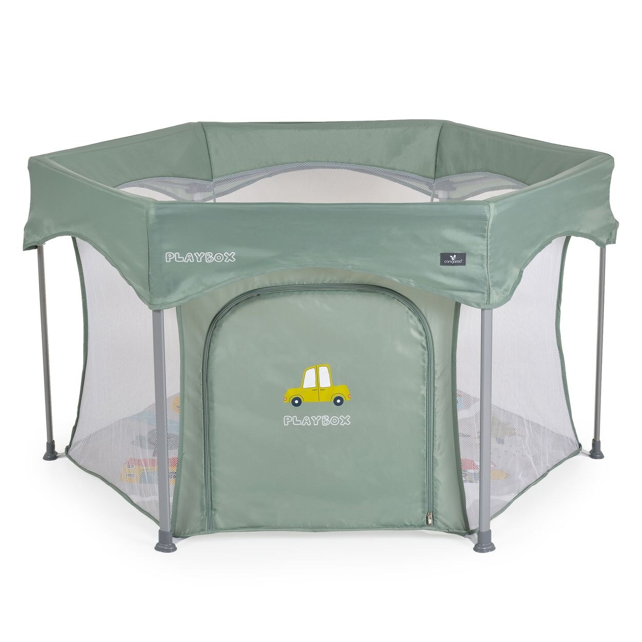 Cangaroo Laufstall Playbox klappbar Matratze Tragetasche Öffnung Reiselaufstall grün